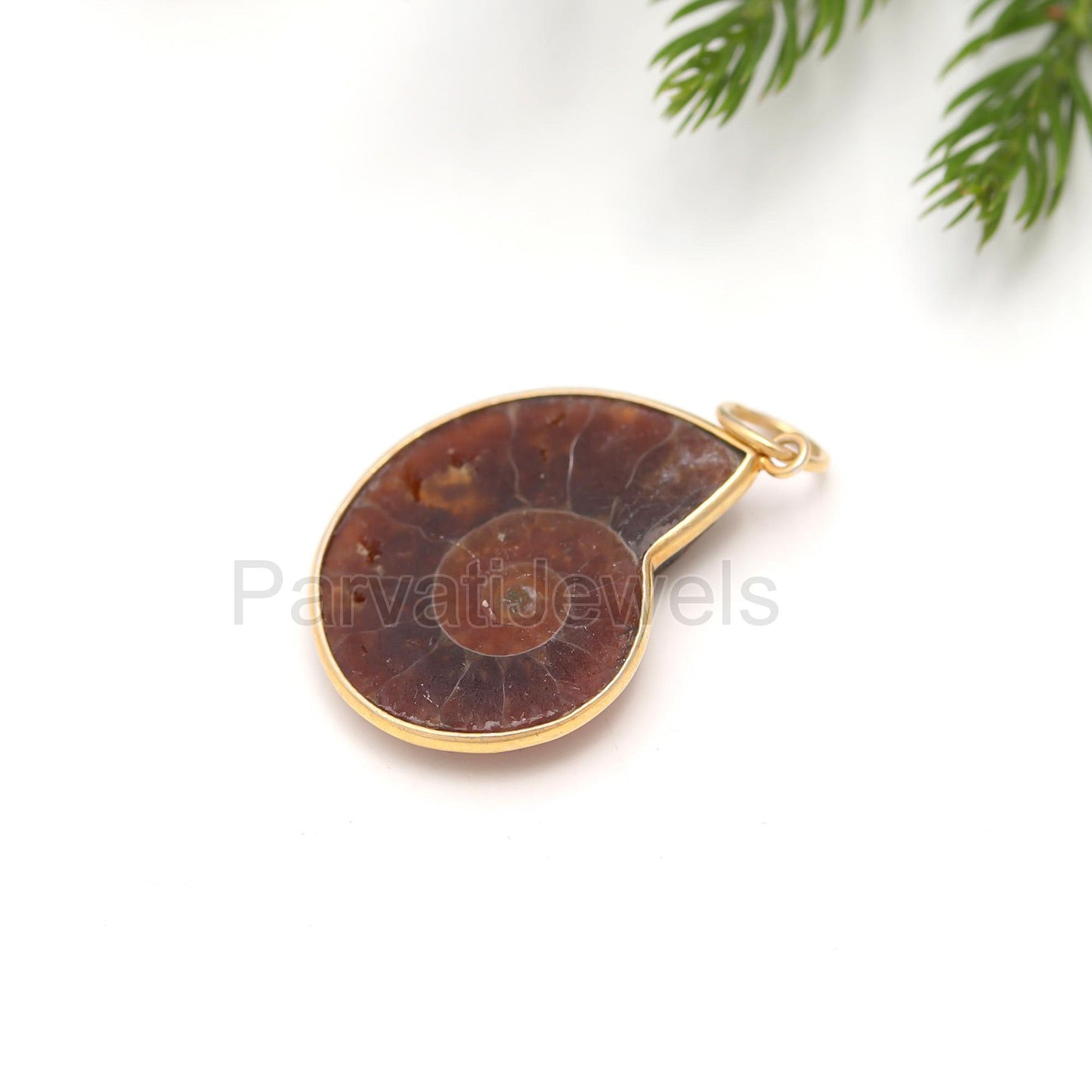 Natural Ammonite Fossil Charm Pendant, Handmade Gold Charm, Gift for her, Solid 18K GOLD, Ammonite Fossil Charm, Spiral Sea Shell Charms