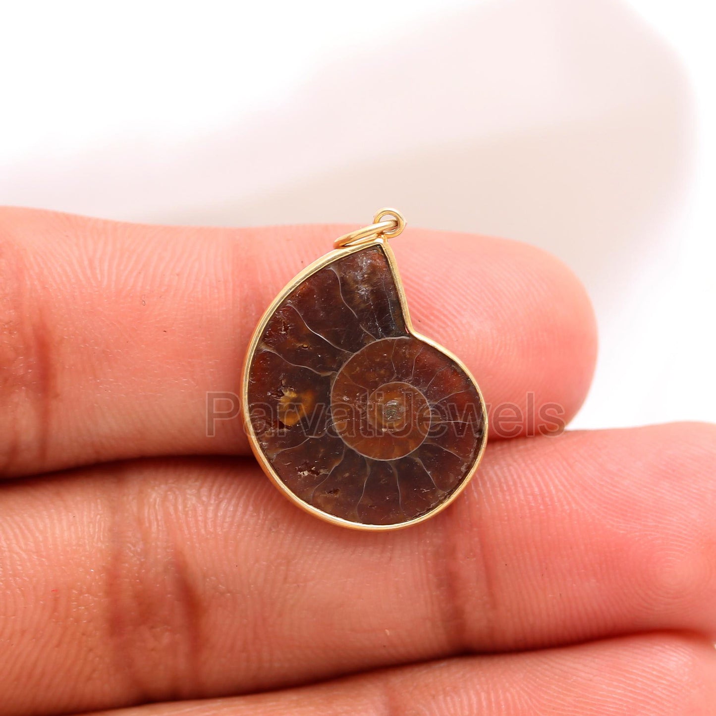 Natural Ammonite Fossil Charm Pendant, Handmade Gold Charm, Gift for her, Solid 18K GOLD, Ammonite Fossil Charm, Spiral Sea Shell Charms