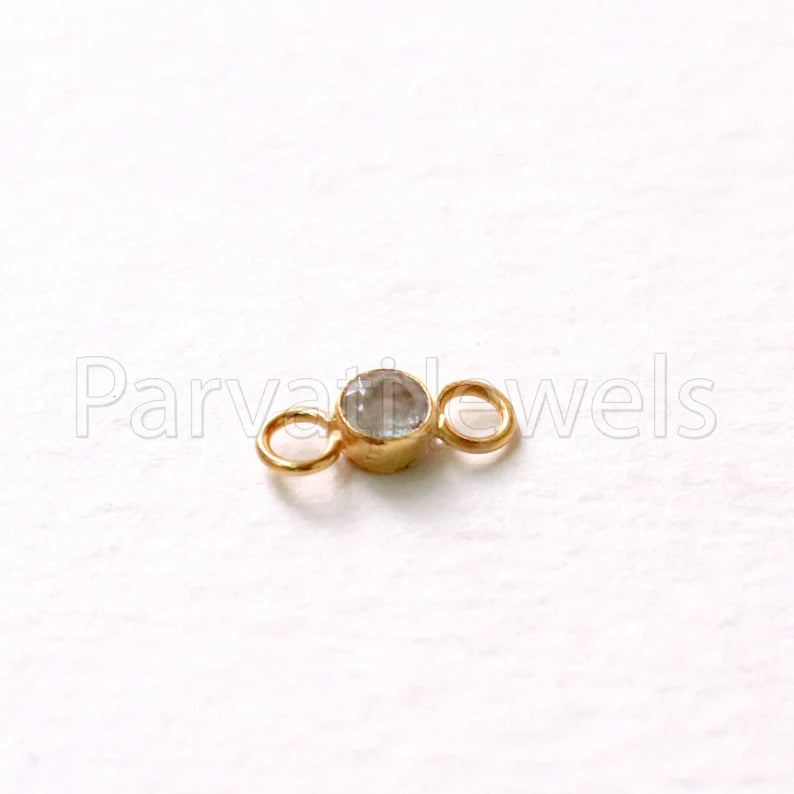 Rainbow Moonstone Connector, 18k Solid Gold Connector, Natural Moonstone Connector, Gold Connector, Gold Jewelry Connector, Gift For her