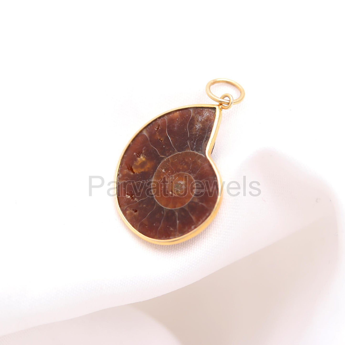Natural Ammonite Fossil Charm Pendant, Handmade Gold Charm, Gift for her, Solid 18K GOLD, Ammonite Fossil Charm, Spiral Sea Shell Charms