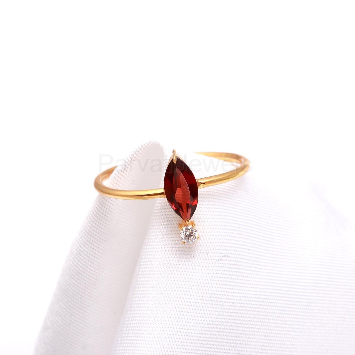 Natural Garnet and Moissanite 14k & 18k Solid Gold Ring, Garnet Ring, Gold Jewelry, Solid Gold Ring, Handmade Garnet Gold Ring, Gift For Her