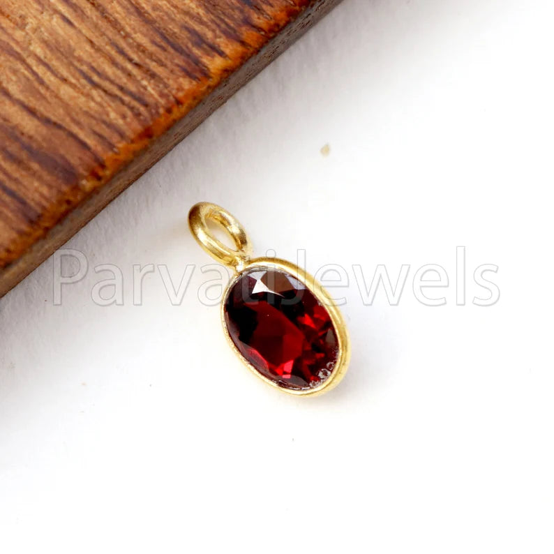 Natural Garnet Charm, 18k Solid Gold Charm, Natural Garnet Charm, Gold Charm, Charm Pendant, Charm Necklace, Handmade Gold Charm