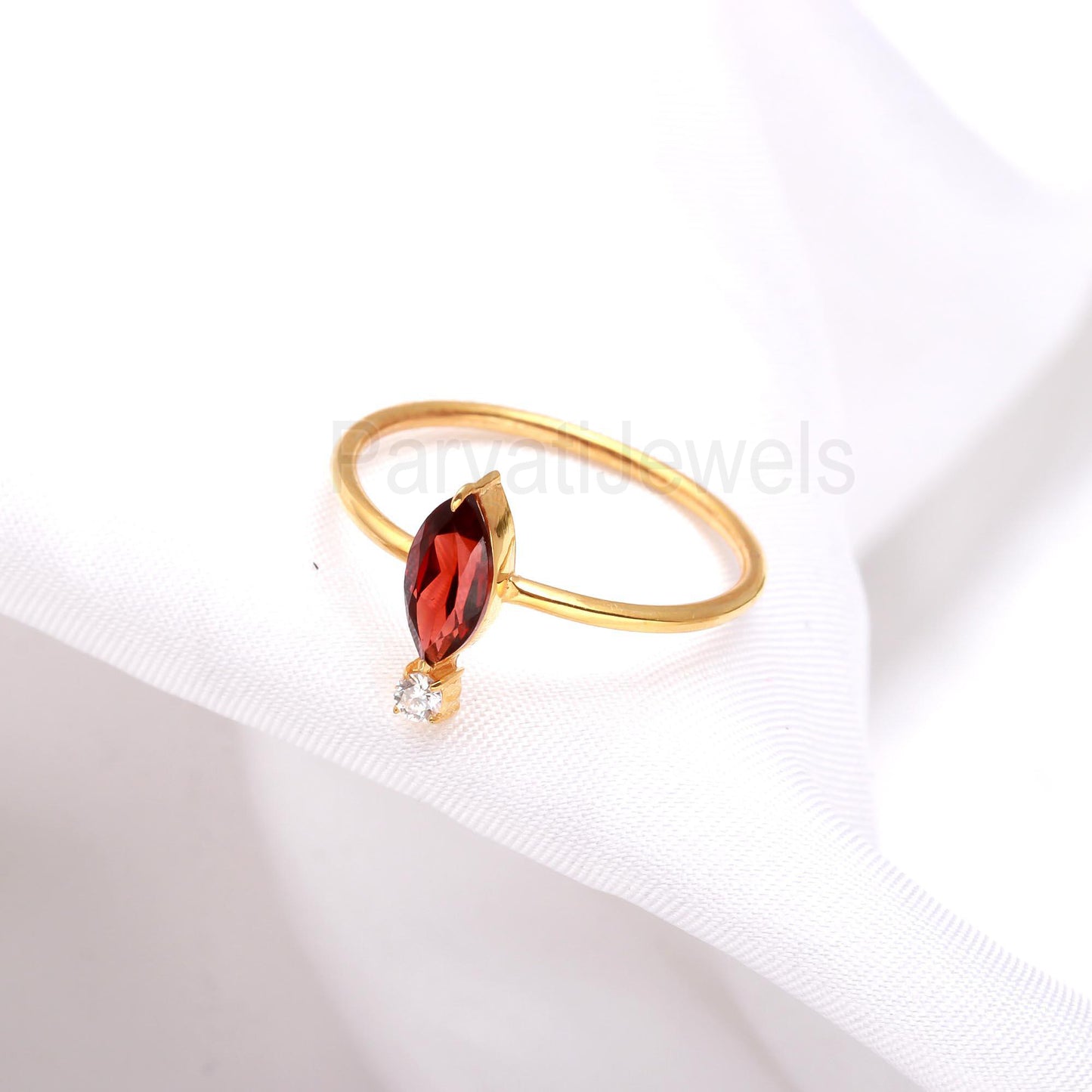 Natural Garnet and Moissanite 14k & 18k Solid Gold Ring, Garnet Ring, Gold Jewelry, Solid Gold Ring, Handmade Garnet Gold Ring, Gift For Her