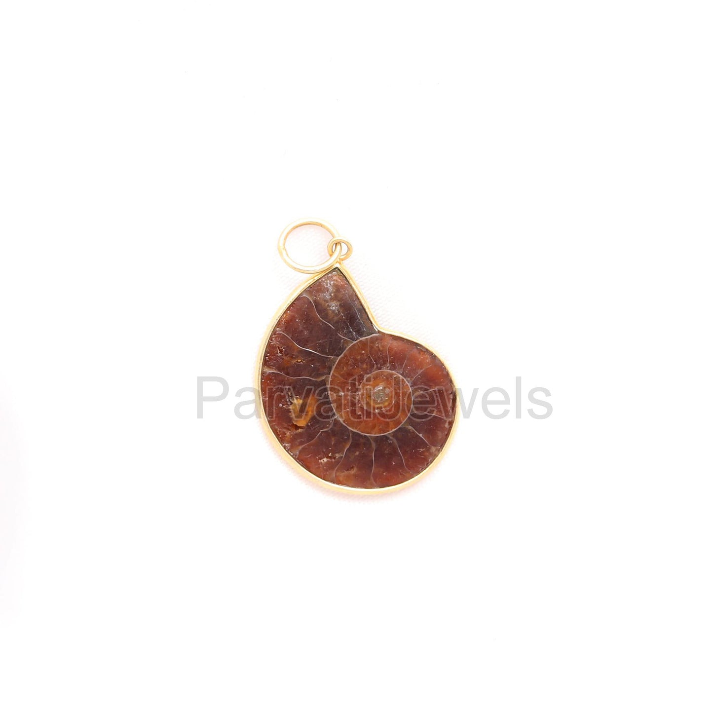 Natural Ammonite Fossil Charm Pendant, Handmade Gold Charm, Gift for her, Solid 18K GOLD, Ammonite Fossil Charm, Spiral Sea Shell Charms