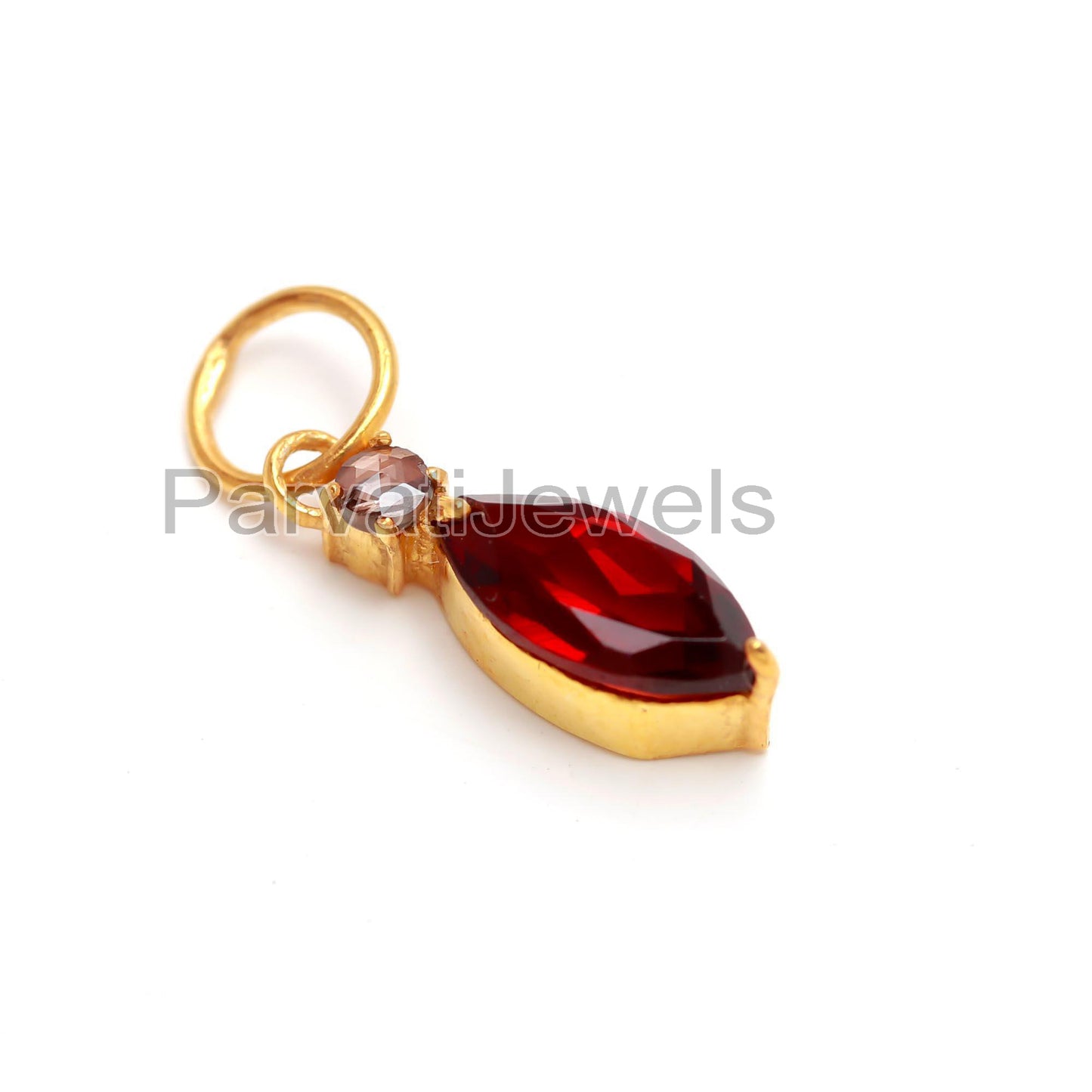 Natural Garnet & Rose Cut Diamond Charm, Solid 18k Gold Charm, Garnet Charm, Gold Charm, January Birthstone Charm, Charms Pendant, Solid 18K Gold Charm