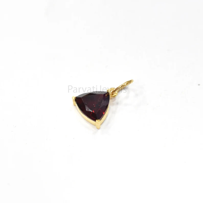 Natura Solid Gold Garnet Charm, 18k Solid Gold Charm, Prong Setting Jewelry, Gold Charm, Charm Pendant, Handmade Gold Charm, Gift for Her