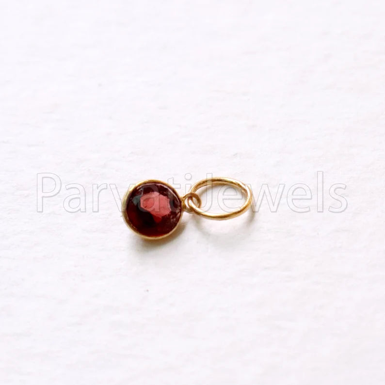 Garnet Charm, 18k Solid Gold Charm, Natural Garnet Charm, Gold Charm, Charm Pendant, Charm Necklace, Handmade Gold Charm