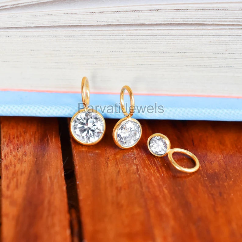 Natural Moissanite Charm, Moissanite Charm, 18k Solid Gold Charm, Gold Charm, Charm Pendant, Charm Necklace, Handmade Gold Charm