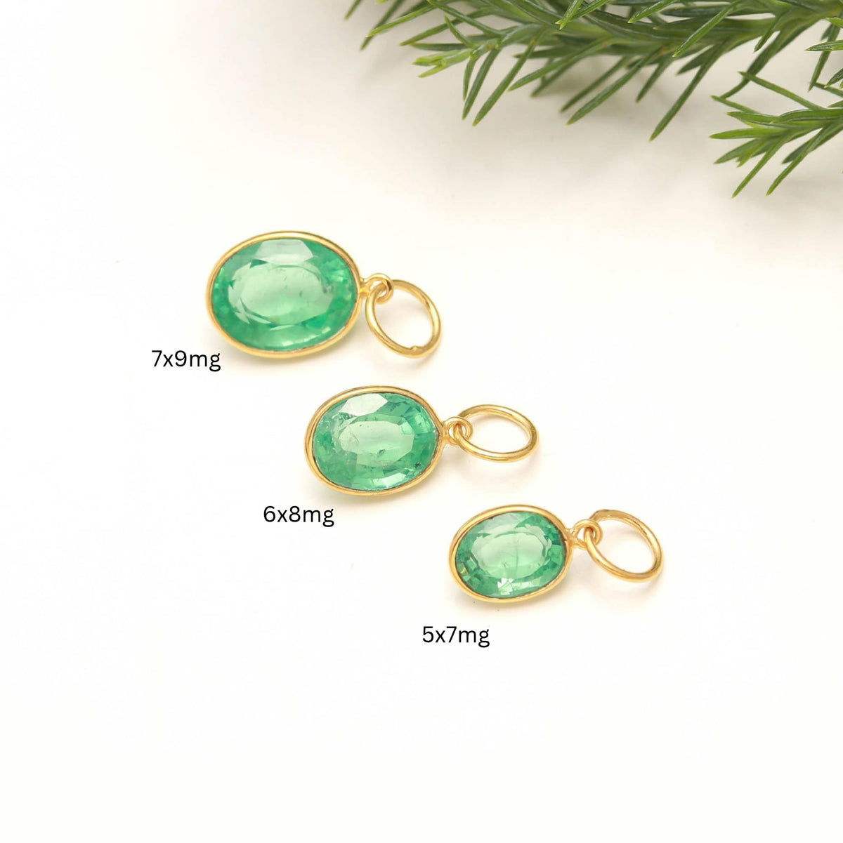 Emerald Gold Charm, Oval Green Gemstone Pendant, Timeless Jewelry Gift