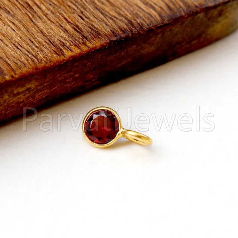 Natural Garnet Charm, 18k Solid Gold Charm, Natural Garnet Charm, Gold Charm, Charm Pendant, Charm Necklace, Handmade Gold Charm