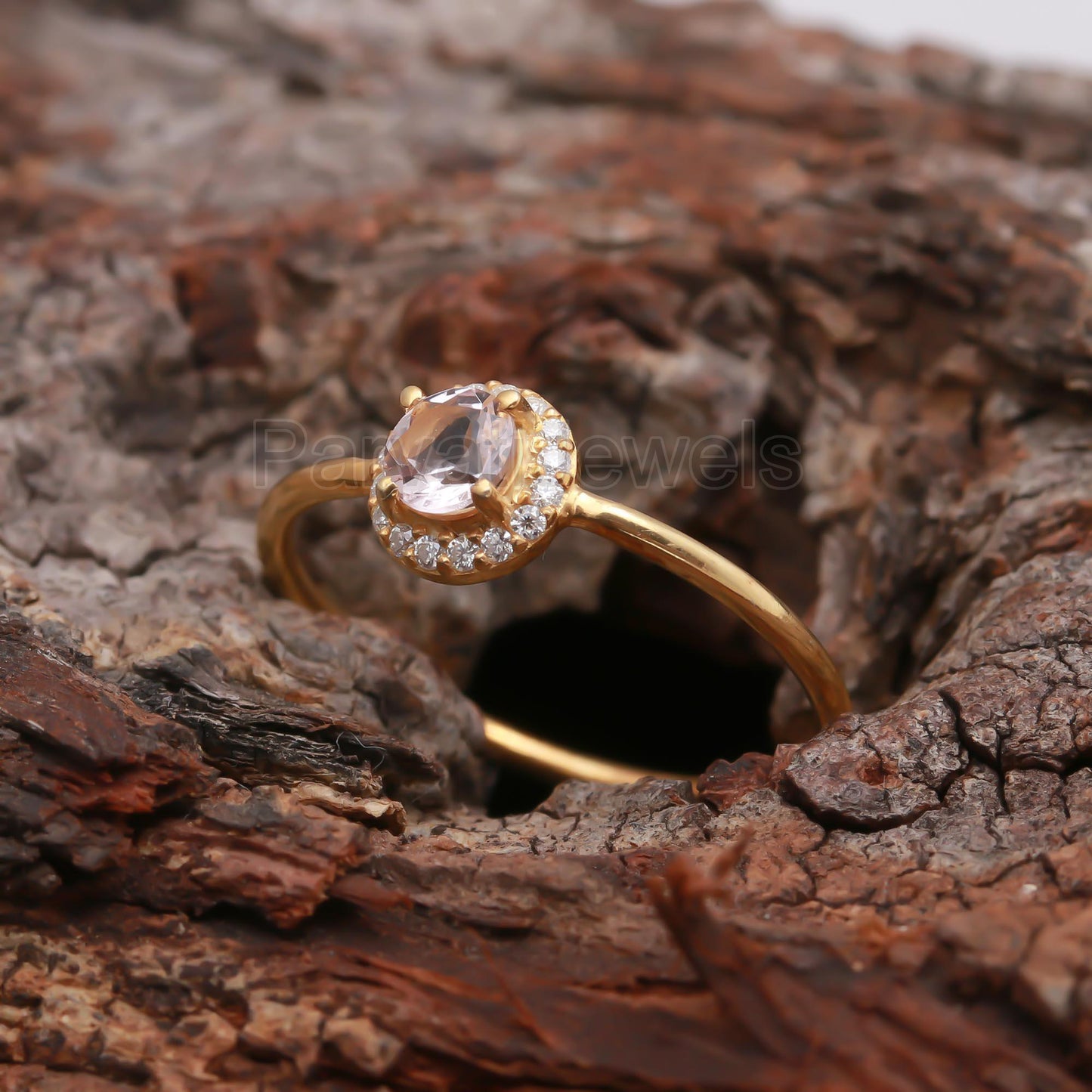 Natural Morganite With Diamond Gold Ring, 14K Solid Gold Ring, Diamond Ring, Wedding Ring, Morganite Gold Ring, Birthstone Ring, Gold Ring