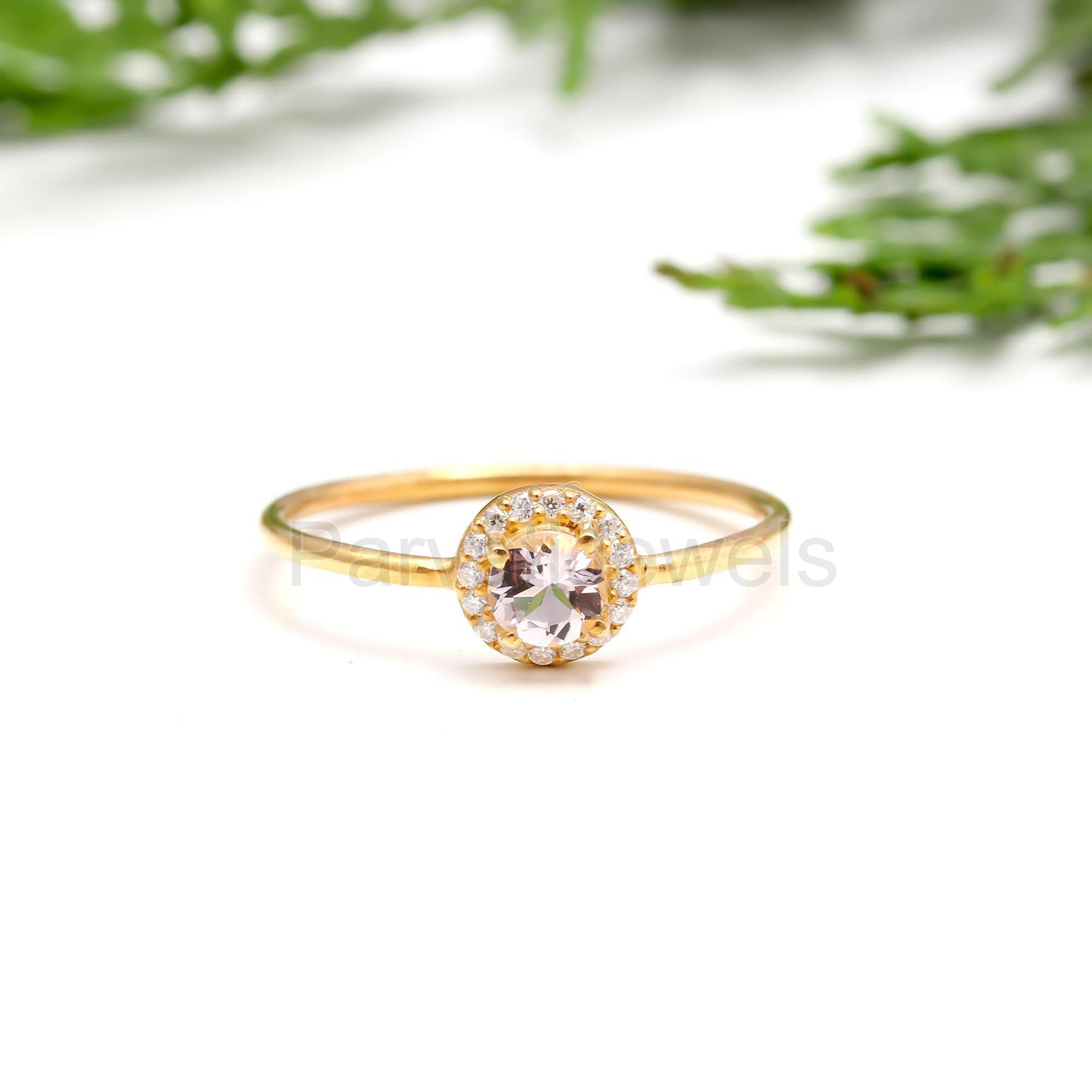 Natural Morganite With Diamond Gold Ring, 14K Solid Gold Ring, Diamond Ring, Wedding Ring, Morganite Gold Ring, Birthstone Ring, Gold Ring