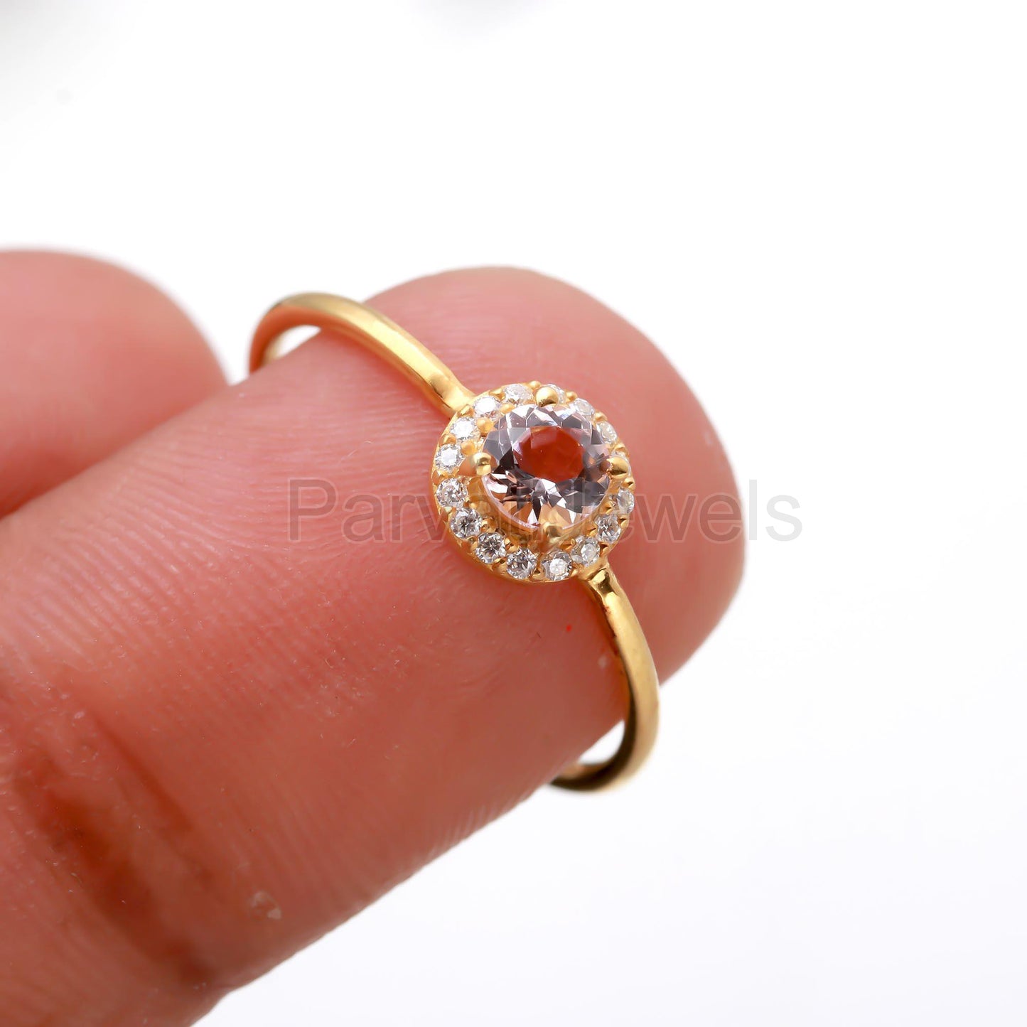 Natural Morganite With Diamond Gold Ring, 14K Solid Gold Ring, Diamond Ring, Wedding Ring, Morganite Gold Ring, Birthstone Ring, Gold Ring
