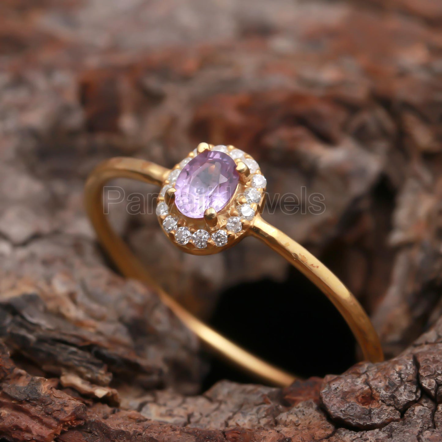 Natural Purple Sapphire With Diamond Gold Ring, 14K Solid Gold Ring, Diamond Ring, Wedding Ring, Sapphire Gold Ring, Birthstone Gold Ring