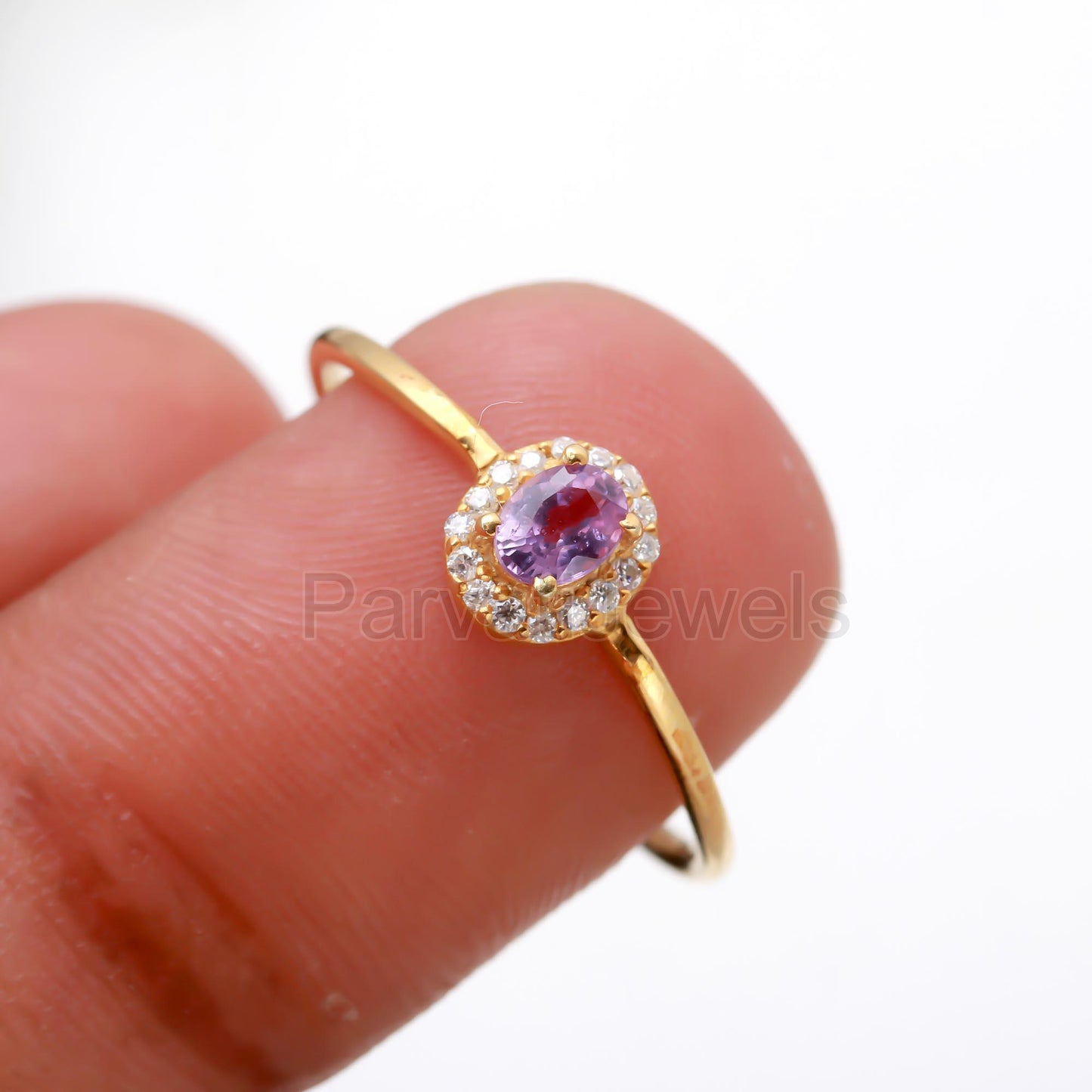 Natural Purple Sapphire With Diamond Gold Ring, 14K Solid Gold Ring, Diamond Ring, Wedding Ring, Sapphire Gold Ring, Birthstone Gold Ring