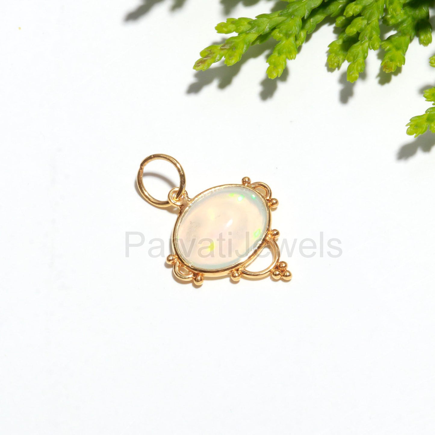 Natural Ethiopian Opal Charm, 18k Solid Gold Charm, Gold Charm, Ethiopian Opal Charm, Gold Charm Pendant, Handmade Gold Charm, Gold Charms