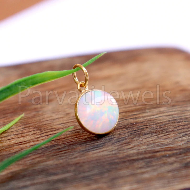 Opal Gold Charm, 18k Solid Gold Charm, Opal Gold Charm, Gold Charm, Charm Necklace, Charm Pendant, Handmade Gold Charm, Gold Opal Charm, Christmas Gift Charm, Gift For Her Charm