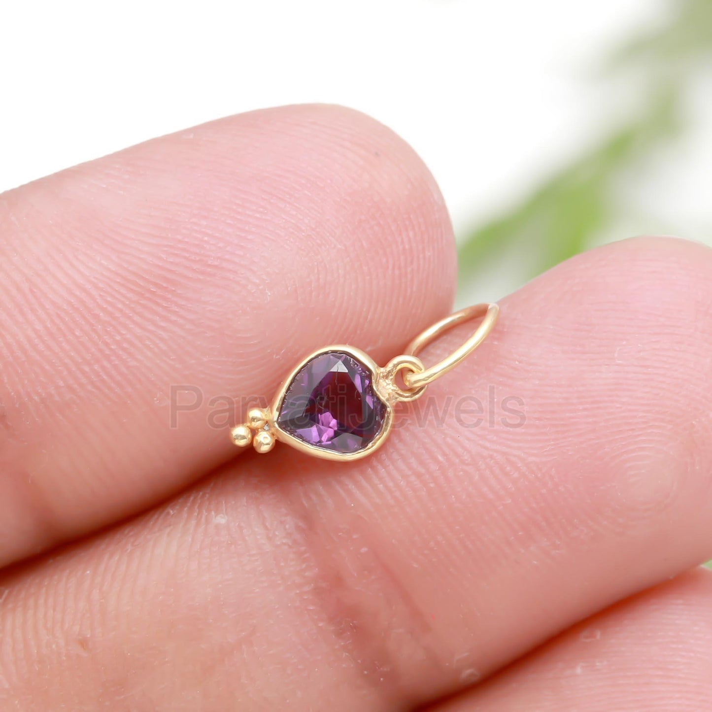 Amethyst Heart Charm, 18k Solid Gold Charm, Gold Charm, Charm Pendant, Natural Amethyst Heart Charm, Charm Necklace, Handmade Gold Charm