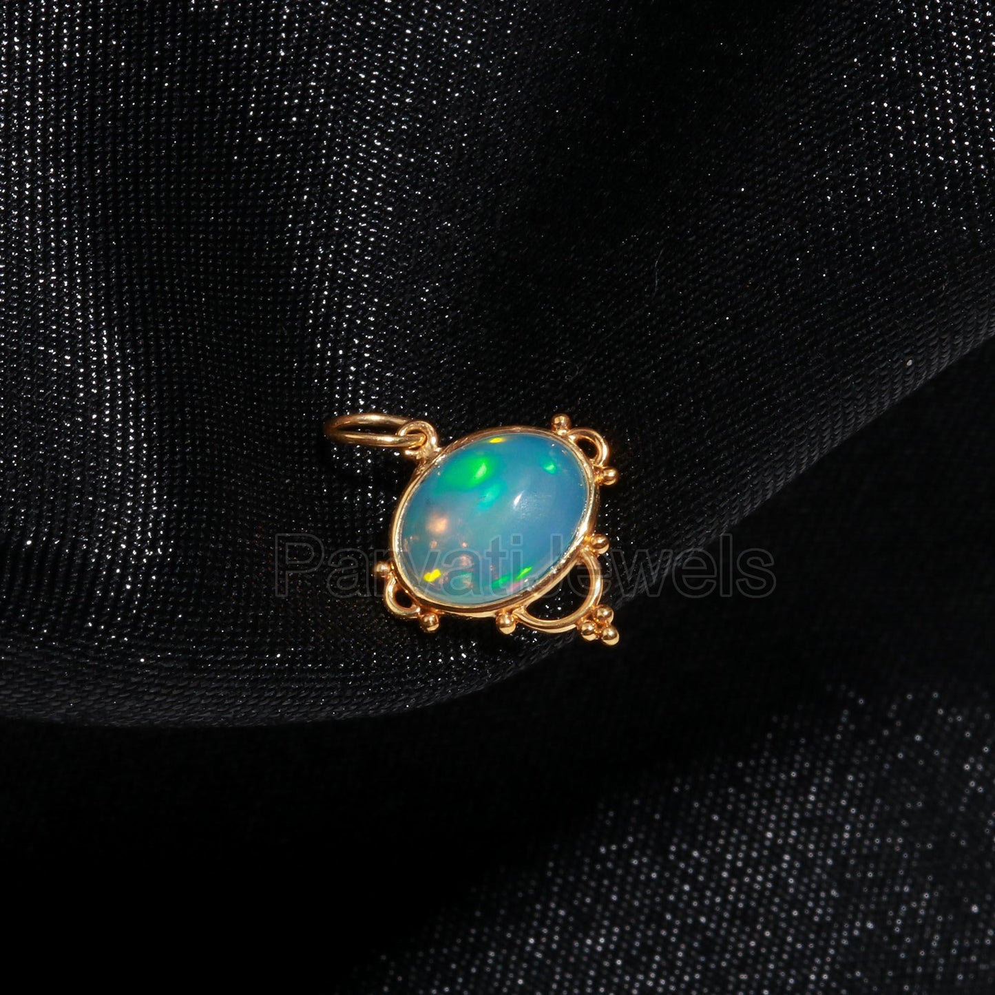 Natural Ethiopian Opal Charm, 18k Solid Gold Charm, Gold Charm, Ethiopian Opal Charm, Gold Charm Pendant, Handmade Gold Charm, Gold Charms