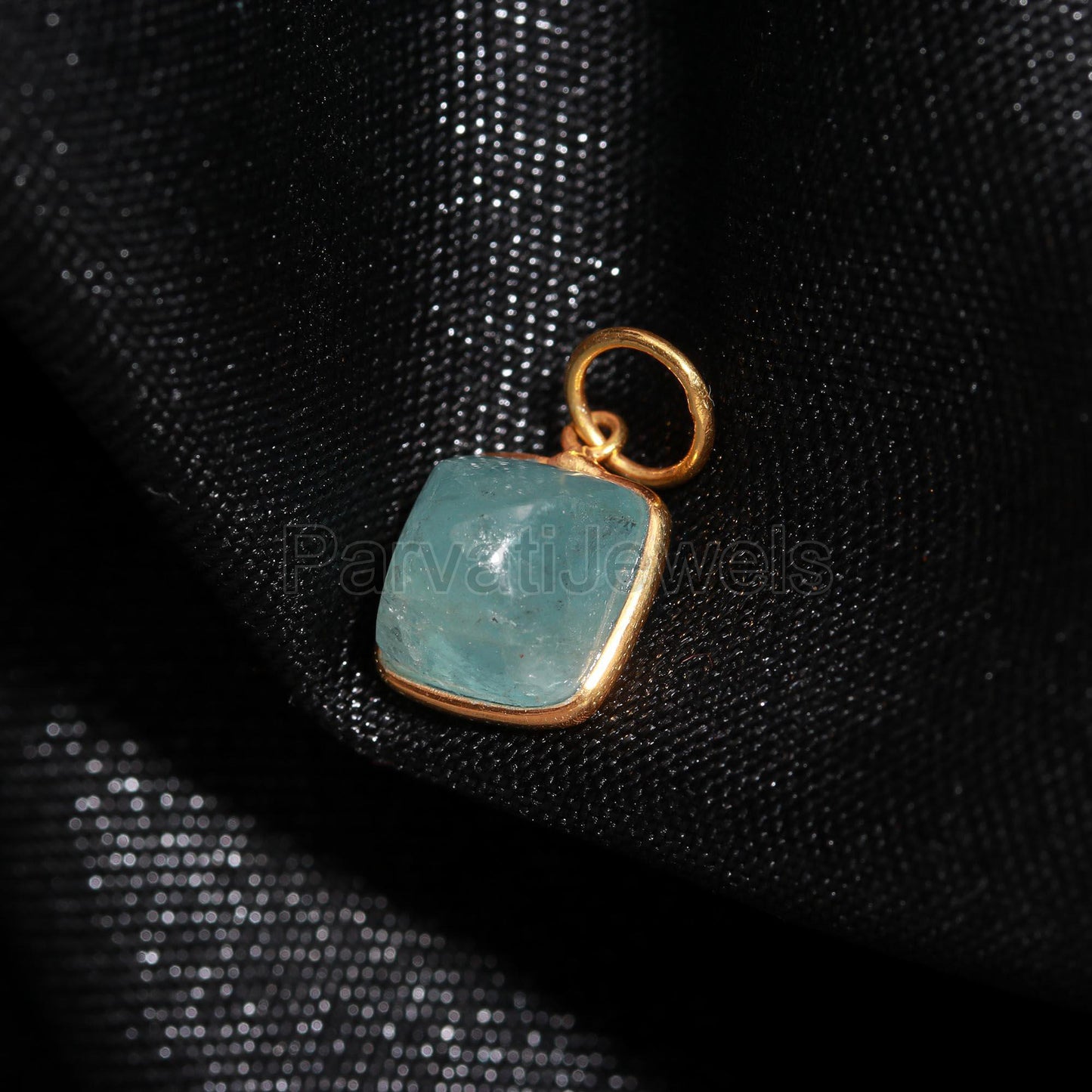 AA Natural Aquamarine Pyramid shape Charm, 18k Solid Gold Charm, Aquamarine Charm, Gold Pendant, Pyramid Shape Charm, Handmade Gold Charm,