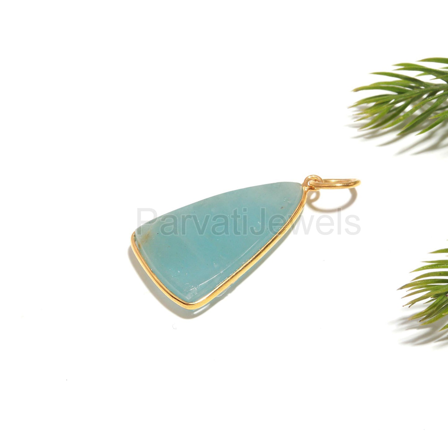 Aquamarine Isosceles Shaped Charm, 18k Solid Gold Charm, AA Natural Aquamarine Charm, Charm Necklace, Handmade Gold Charm, Gift for Her