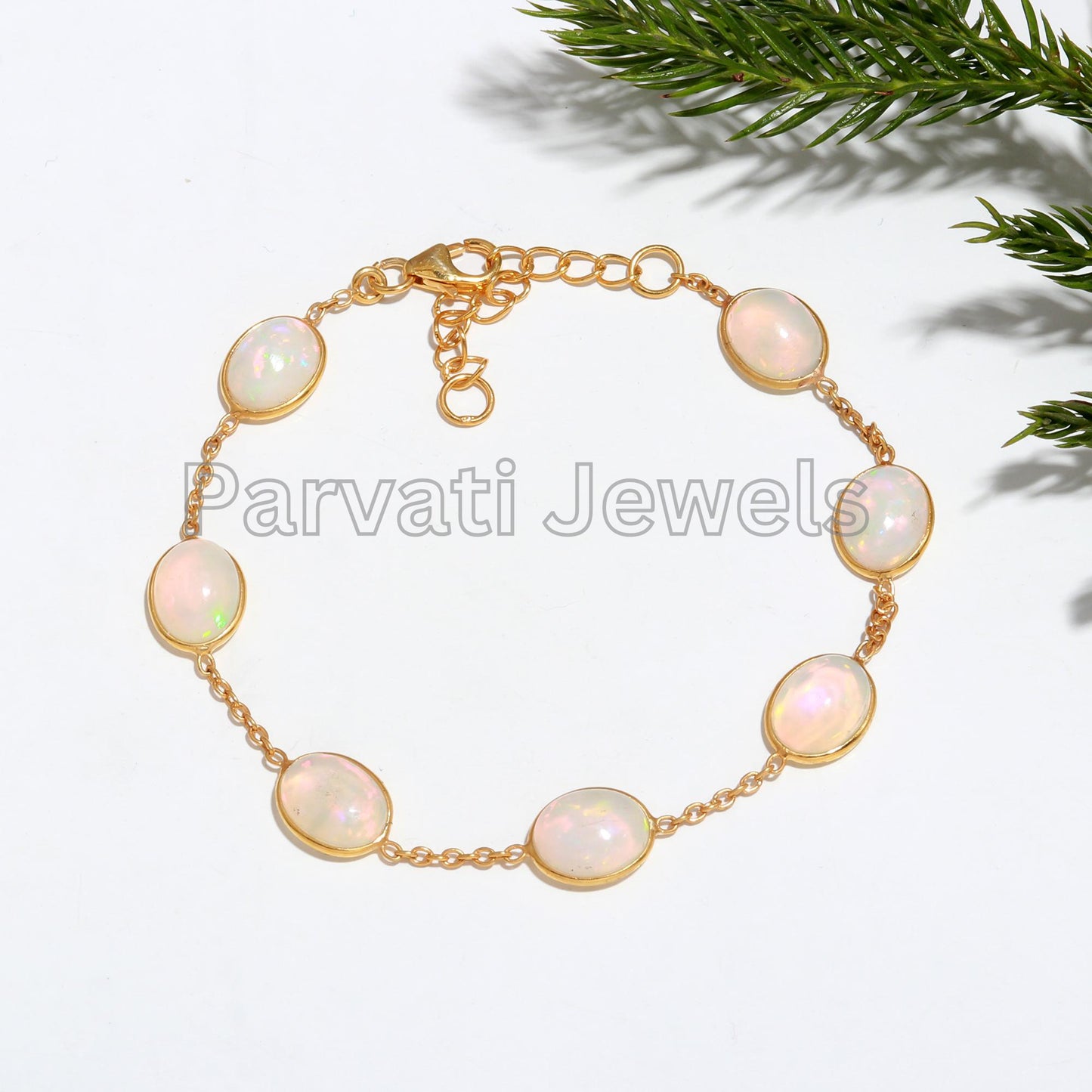 AA Natural Ethiopian Opal Bracelet, 18k Solid Gold Bracelet, Handmade Gold Bracelet, Natural Opal Oval Shape Bracelet, Gift for her, 18K