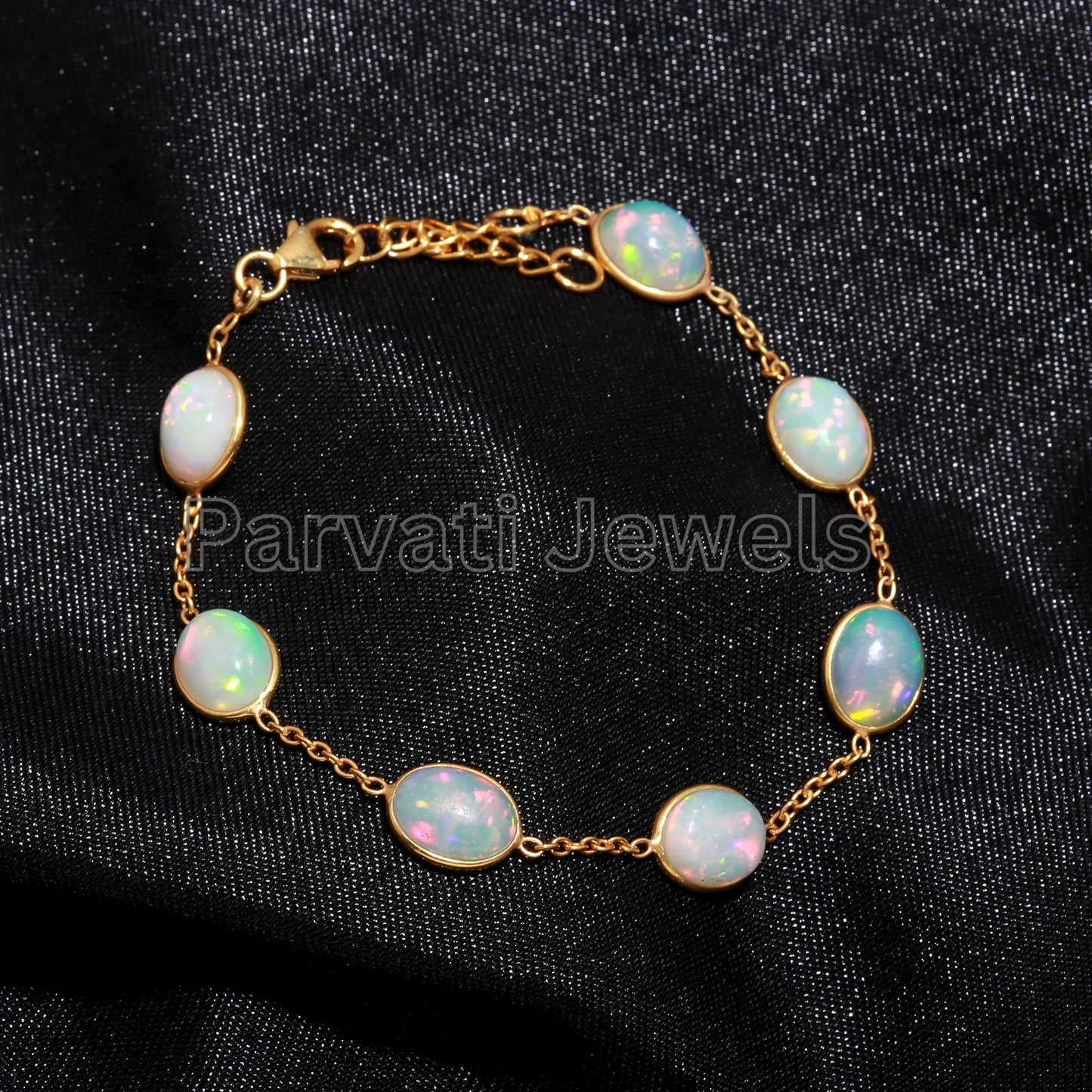 AA Natural Ethiopian Opal Bracelet, 18k Solid Gold Bracelet, Handmade Gold Bracelet, Natural Opal Oval Shape Bracelet, Gift for her, 18K