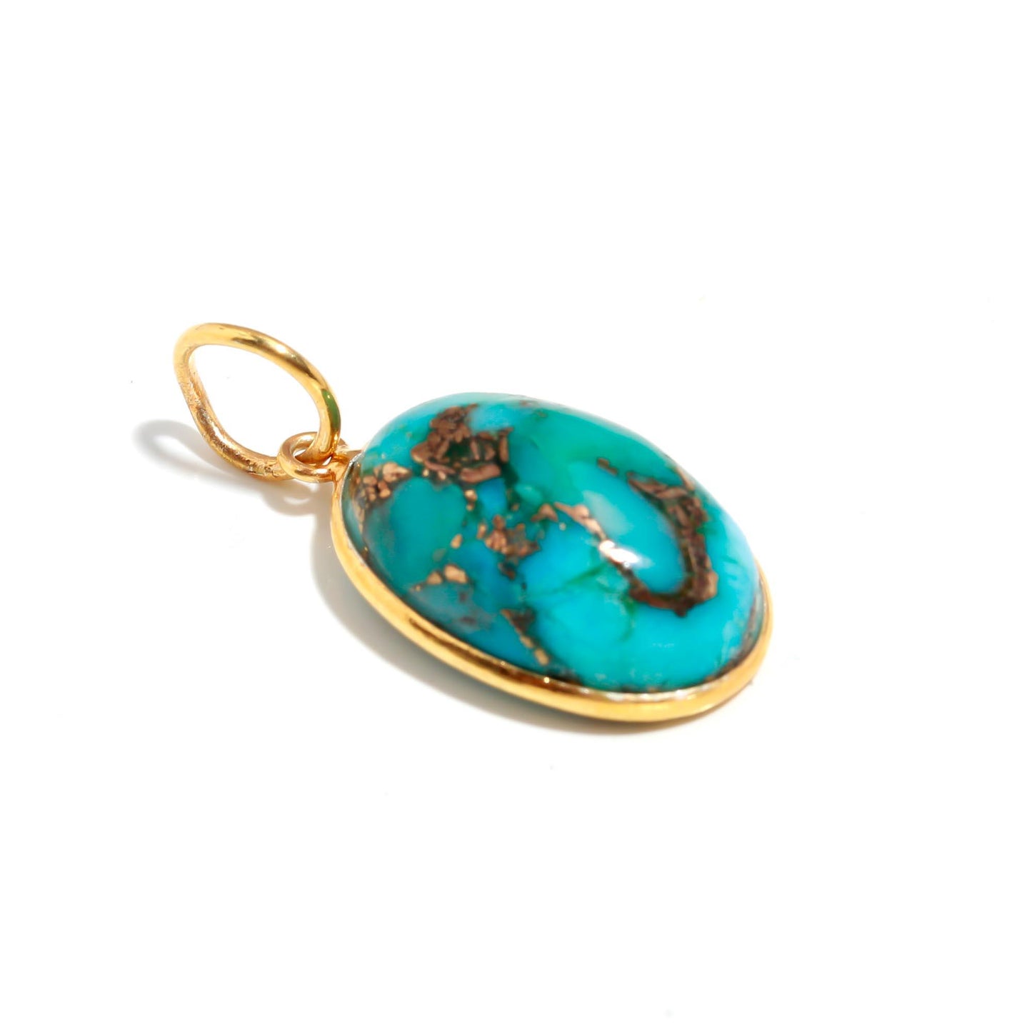 Natural Blue Copper Turquoise Charm, Solid 18K Gold Charm Pendant, Handmade Gold Charm, Copper Turquoise Dainty Charm, Minimalist Pendant