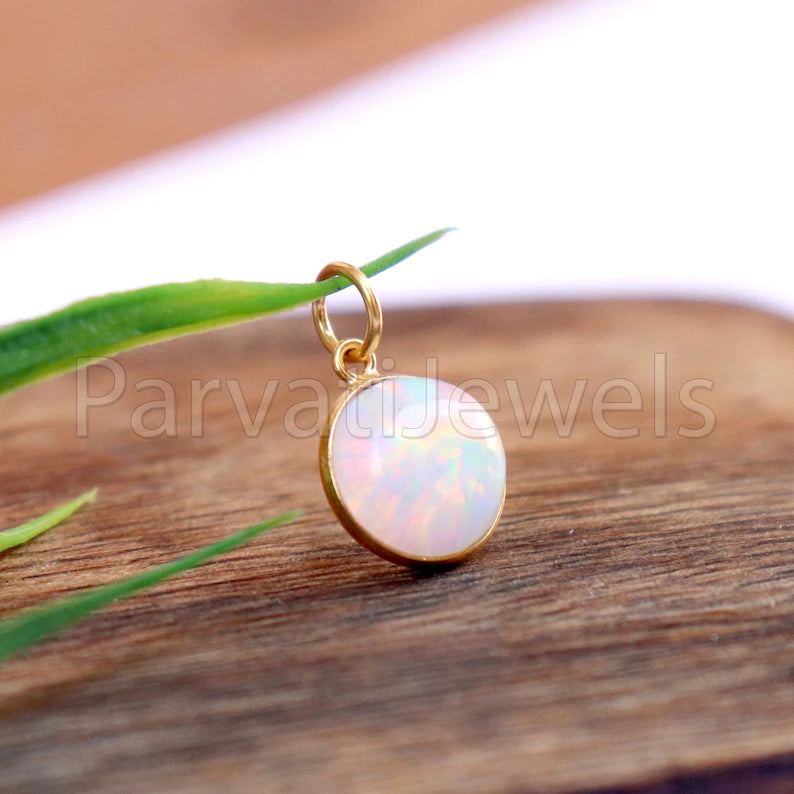 Opal Gold Charm, 18k Solid Gold Charm, Opal Gold Charm, Gold Charm, Charm Necklace, Charm Pendant, Handmade Gold Charm, Gold Opal Charm, Christmas Gift Charm, Gift For Her Charm