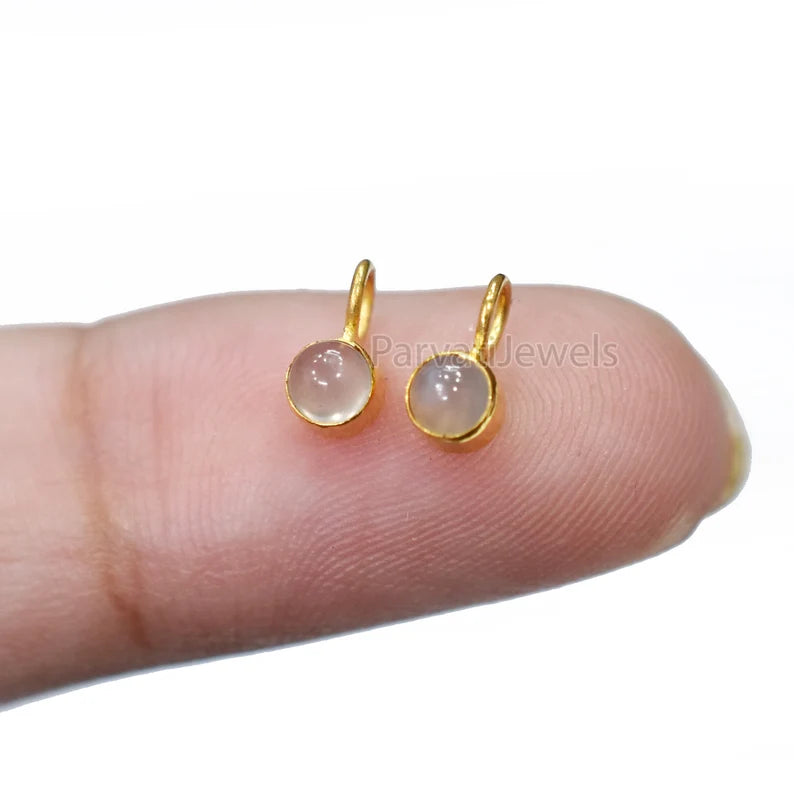 Natural Gray Moonstone Gemstone Solid 18k Gold Charm, Gold Charm, Moonstone Charm Pendant, Charm pendant, Handmade Charm Pendant, Gift For her Charm