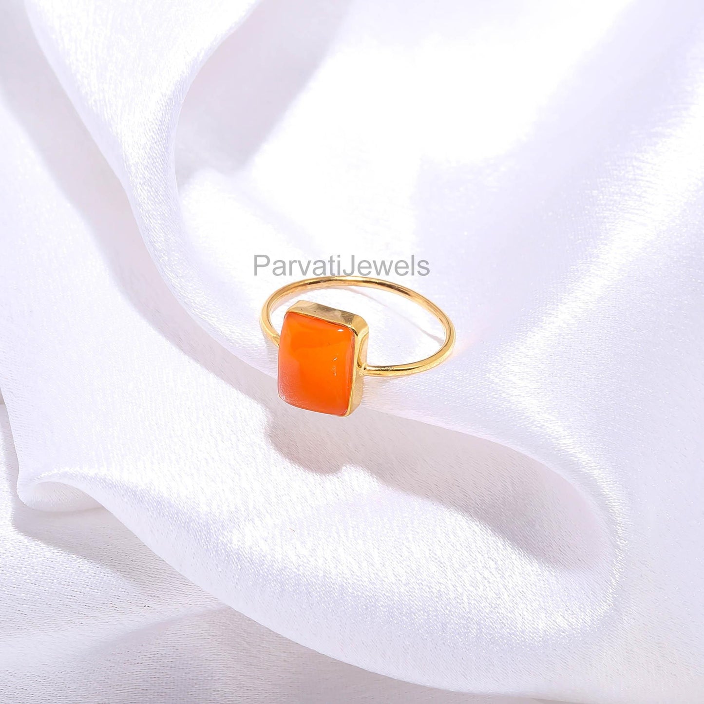 AA Natural Carnelian Gold Ring, 18K Solid Gold Ring, Dainty Gold Ring, Handmade Gold Ring, Carnelian Birthstone Ring, Gift for her