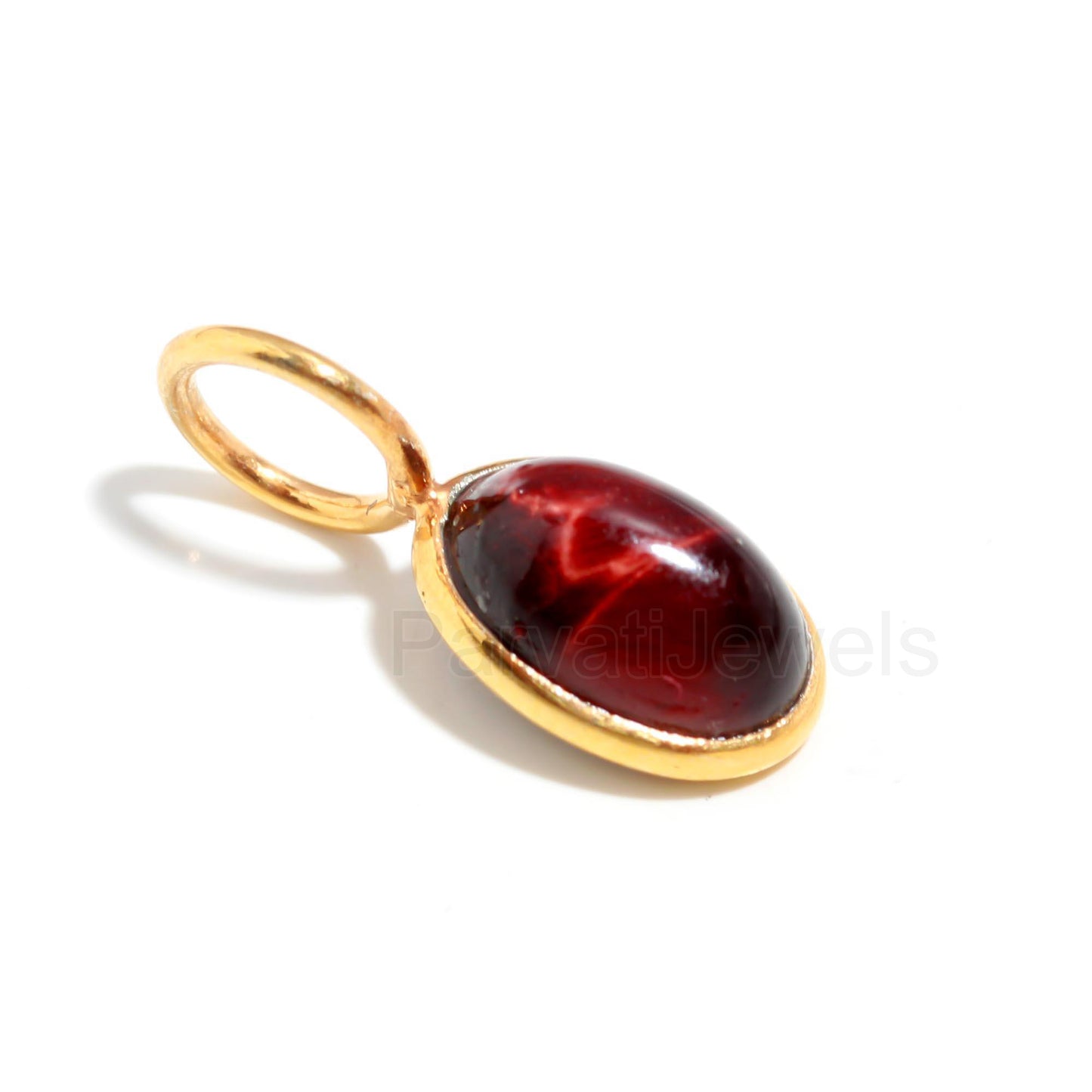 Natural Red Tiger's Eye Oval Charm, Solid 18K Gold Charm Pendant, Handmade Gold Charm, Tiger's Eye Dainty Charm, Minimalist Charm, SOLID 18K