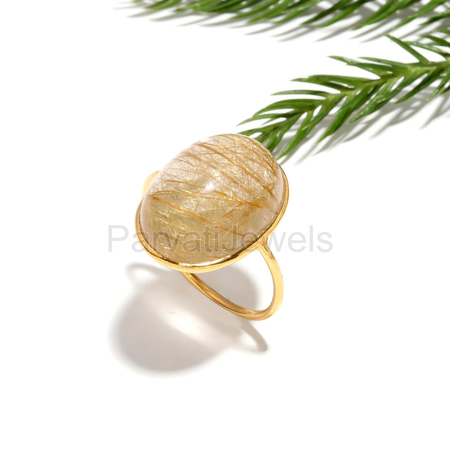 AA Natural Golden Rutilated Quartz Ring, 18k Solid Gold Ring, Handmade Ring, Quartz Gold Ring, Birthstone Ring, Wedding Ring, Gift For Her