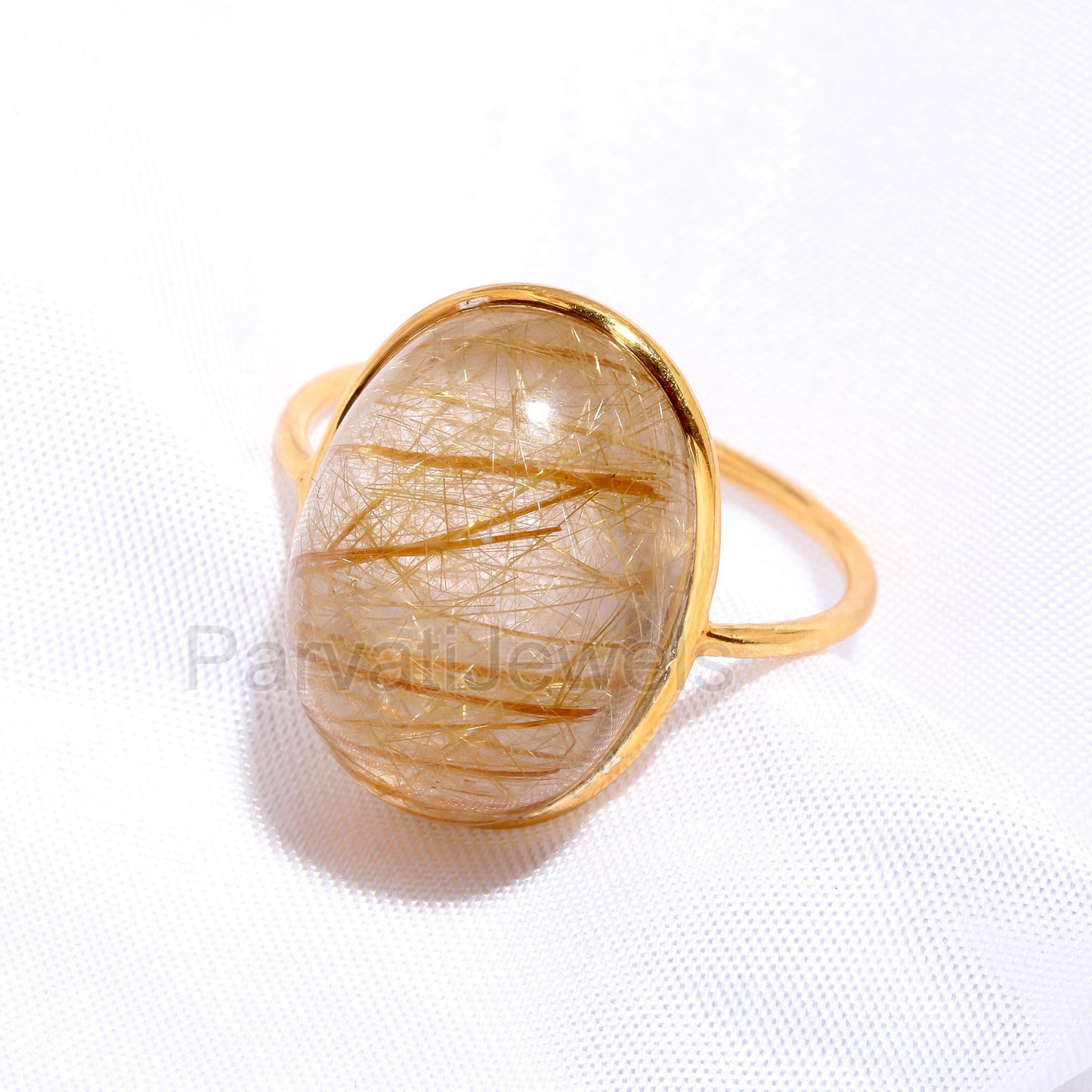 AA Natural Golden Rutilated Quartz Ring, 18k Solid Gold Ring, Handmade Ring, Quartz Gold Ring, Birthstone Ring, Wedding Ring, Gift For Her