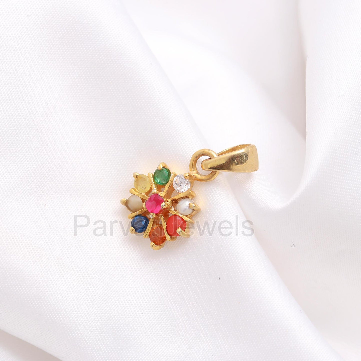 Natural Navratan Charm, 18k Solid Gold Charm, Charm Pendant, Natural Multi Gemstones Charm, Gold Charm, Handmade Gold Charm, Gift For Her