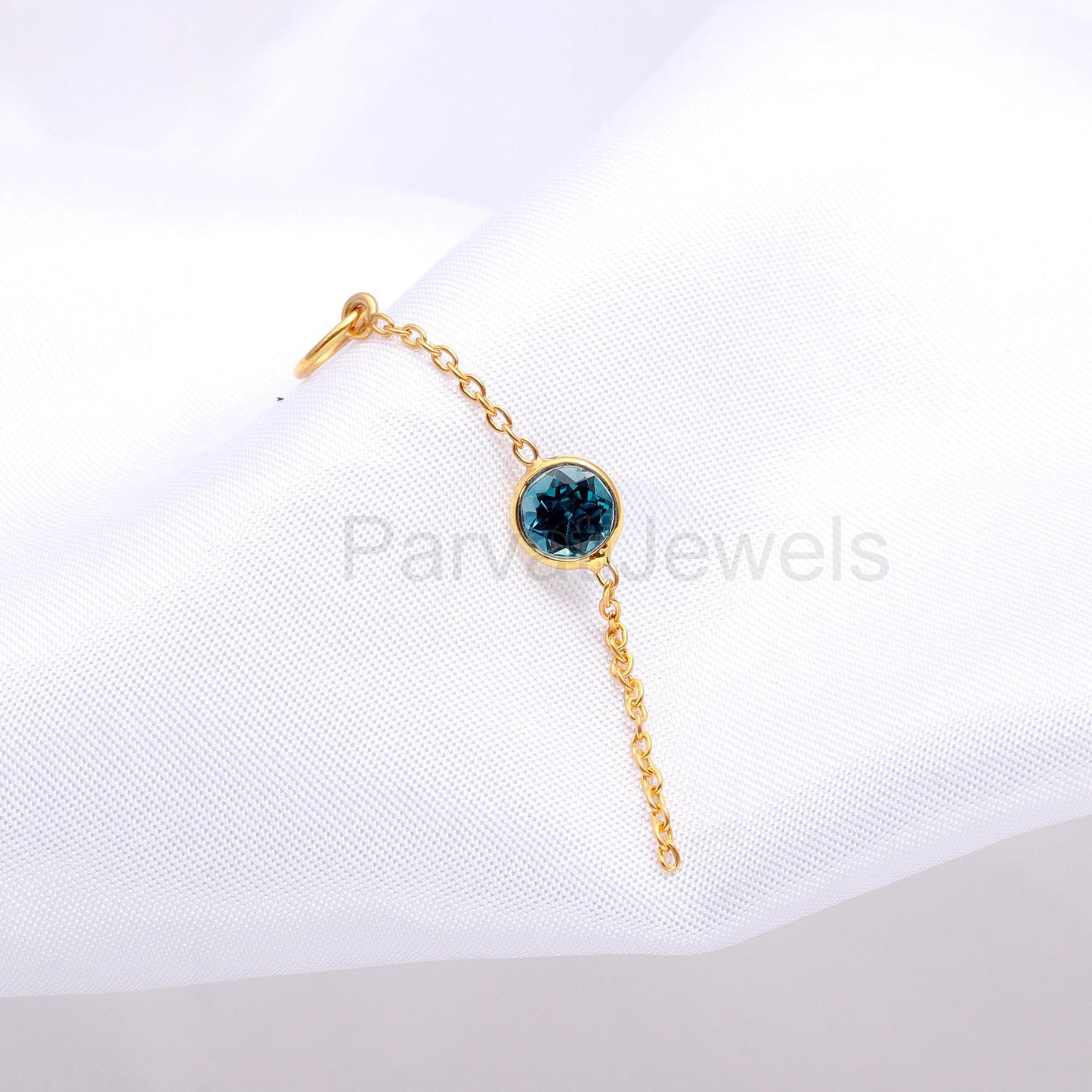Natural London Blue Topaz Charm, 18k Solid Gold Charm, Gold Charm, Charm Pendant, Topaz Charm Necklace, Handmade Charm, Link Chain Charm