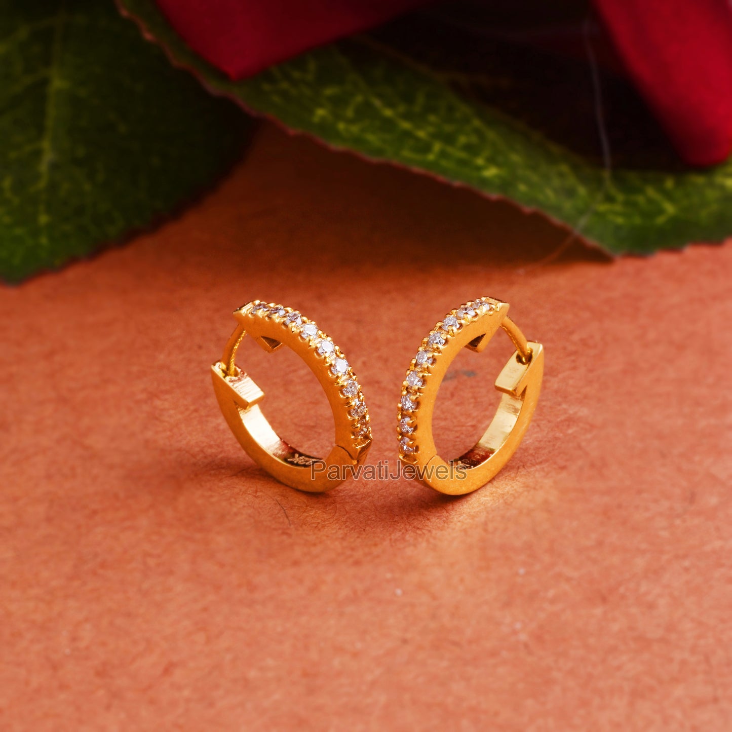 14K & 18K Solid Gold Diamond Earring, Round Graduated Huggie Hoop Earrings, 18K Solid Gold Earrings, Gift For Her