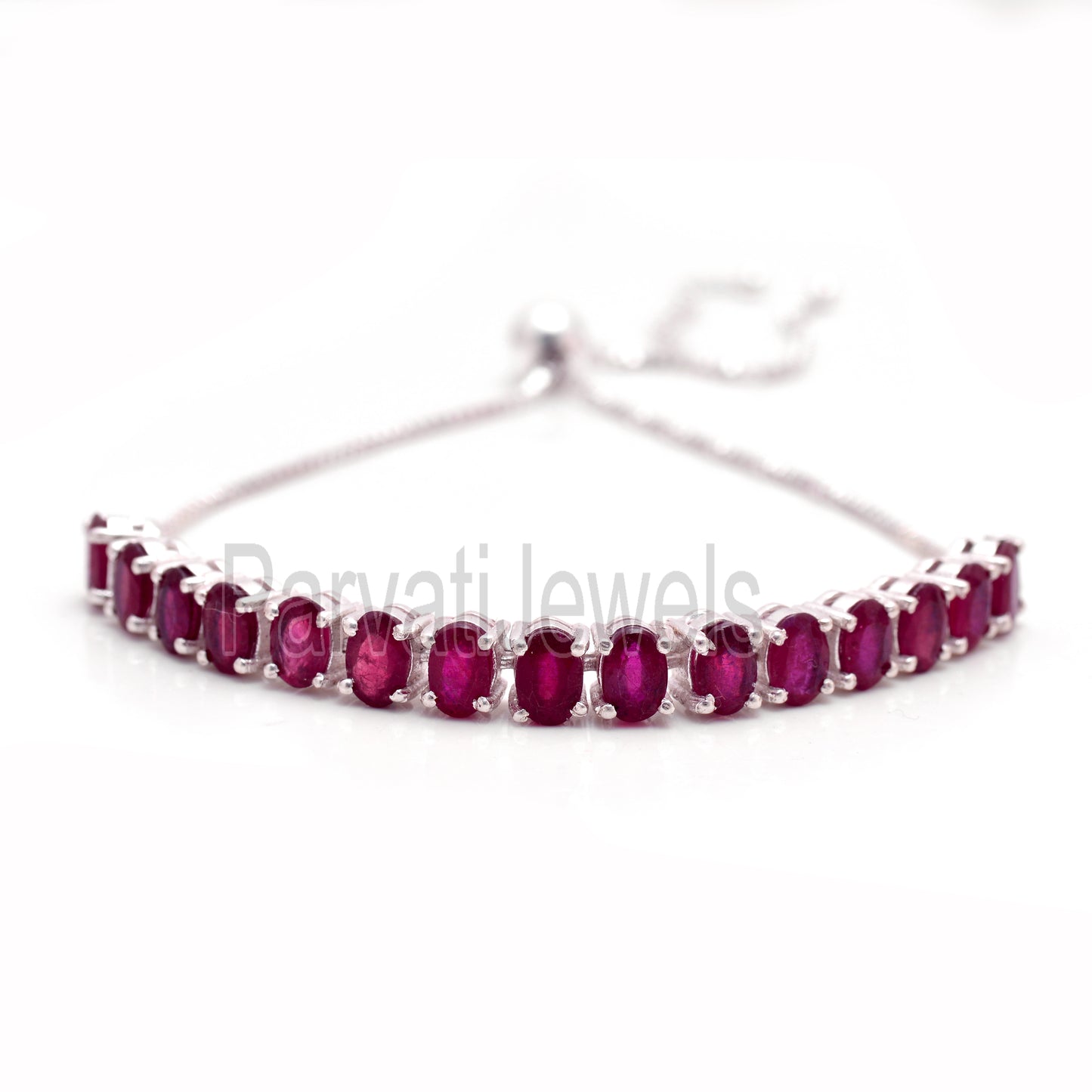Pink Ruby Bracelet, Solid 925 Sterling Silver Bracelet, Ruby Oval Tennis Bracelet, Ruby July Birthstone Bracelet, Birthday Gift Bracelet