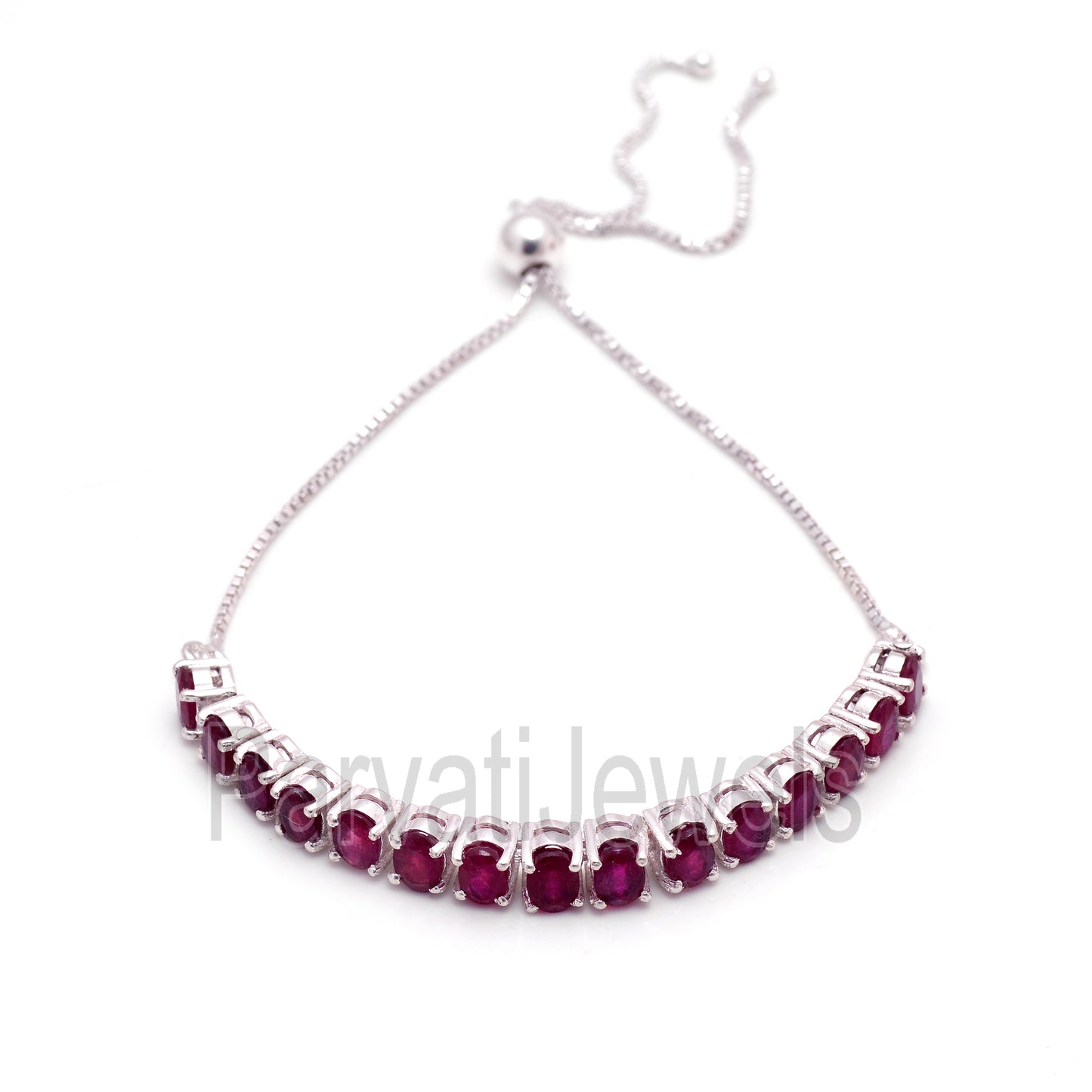 Pink Ruby Bracelet, Solid 925 Sterling Silver Bracelet, Ruby Oval Tennis Bracelet, Ruby July Birthstone Bracelet, Birthday Gift Bracelet