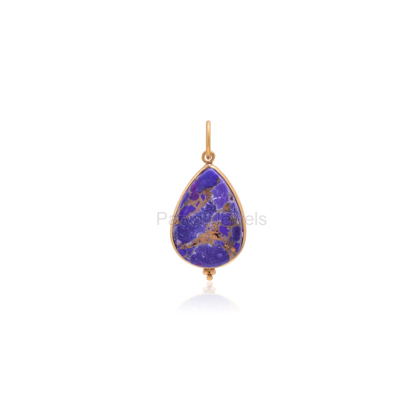 Purple Copper Turquoise Charm, Solid 18K Gold charm pendant, Handmade Gold Charm, Copper Turquoise Dainty Charm, Minimalist Pendant,