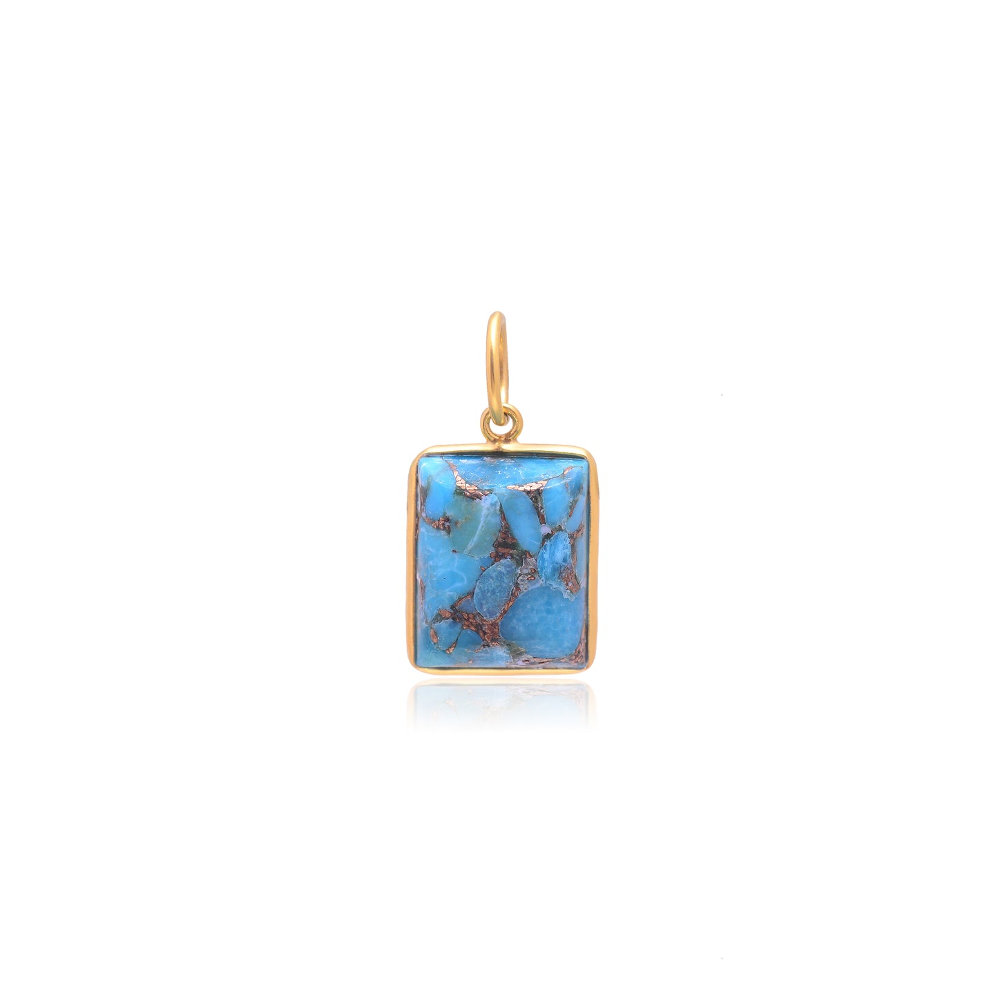 Natural Blue Copper Turquoise Charm, Solid 18K Gold charm pendant, Handmade Charm, Copper Turquoise Dainty Charm, Minimalist Charms Pendant