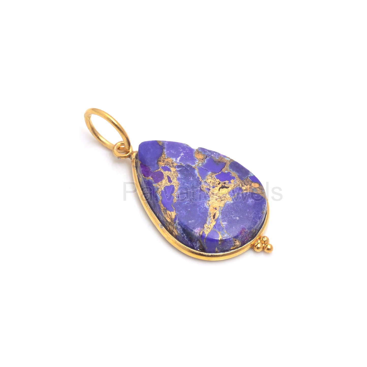 Purple Copper Turquoise Charm, Solid 18K Gold charm pendant, Handmade Gold Charm, Copper Turquoise Dainty Charm, Minimalist Pendant,
