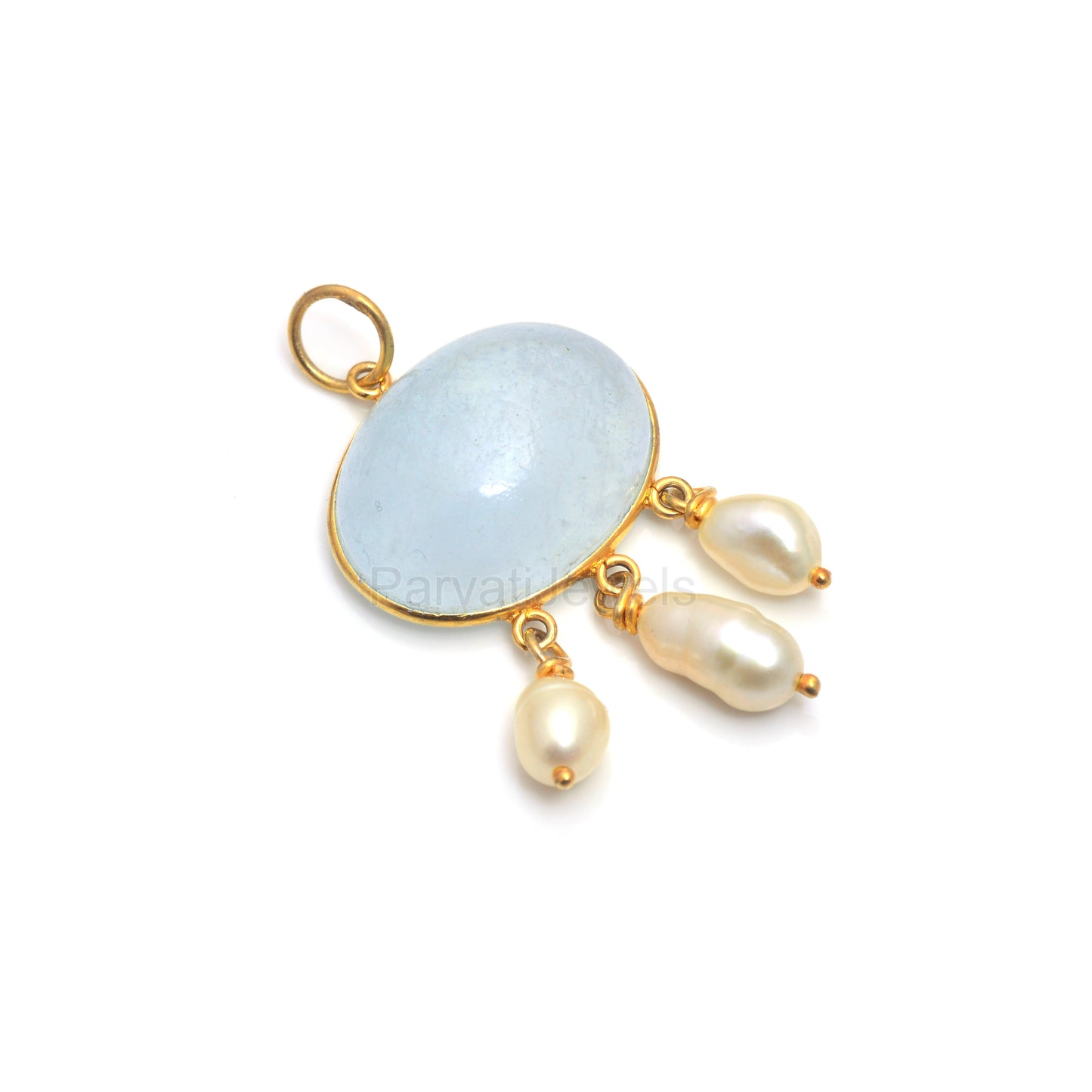 Natural Milky Aquamarine Pearl Solid Gold Charm, Solid 14k & 18k Gold Charm, Milky Aqua Gold Charm Pendant, Handmade Gold Charm, Pearl Charm
