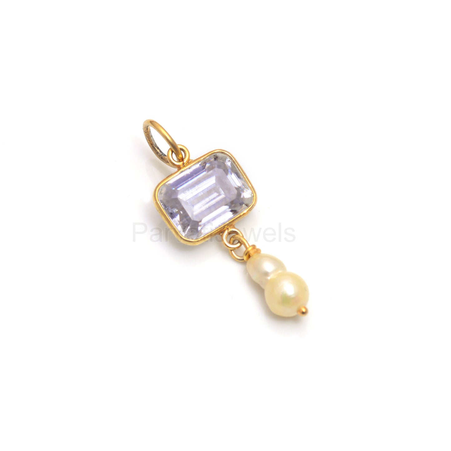 Natural Moissanite Pearl Charm, Solid 18K Gold Charm Pendant, Moissanite Charm Pendant, April Birthstone Charm, Pearl Charm, K C Pearl, 18k Gold Charm