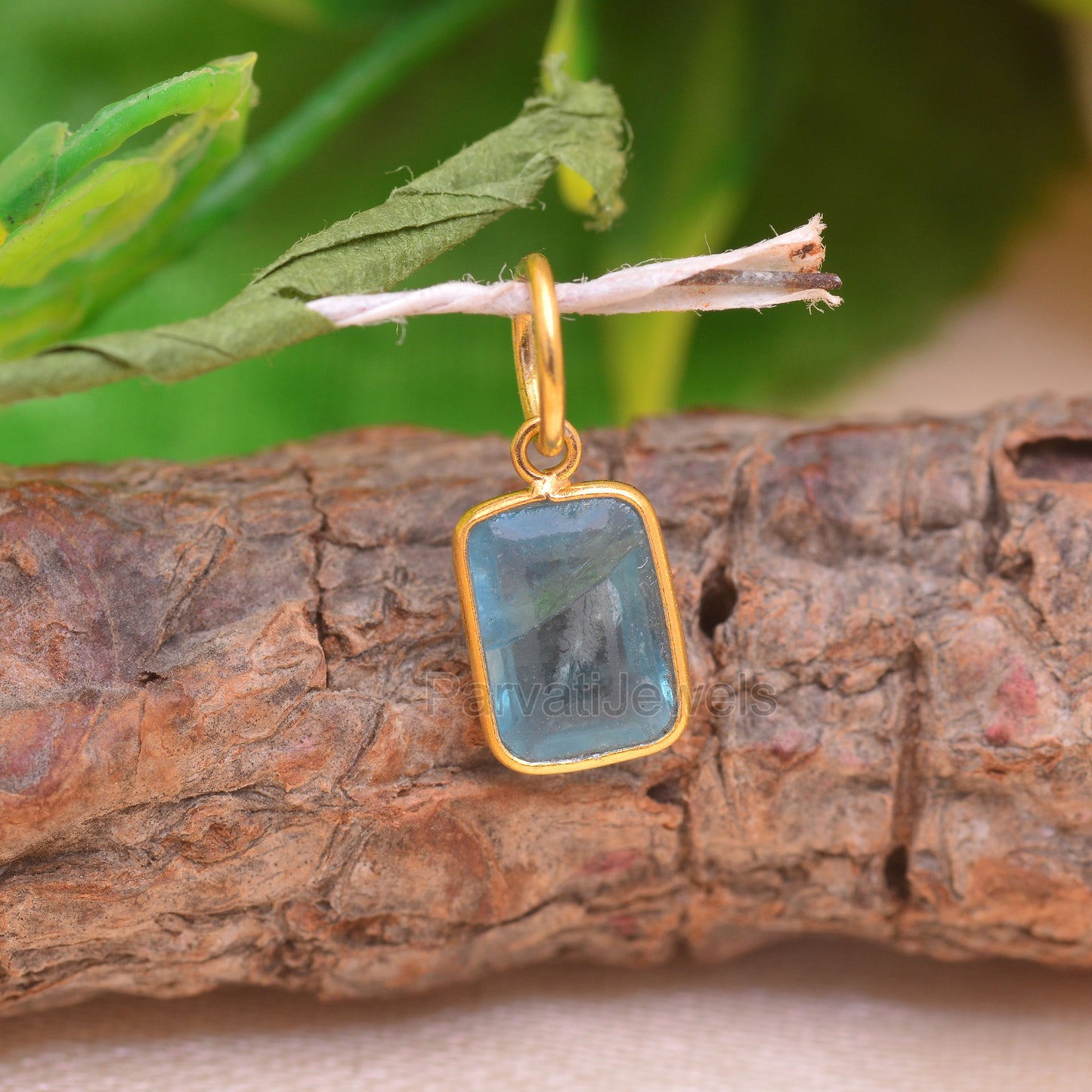 Natural Fluorite Charm, 18k Solid Gold Charm, Birthstone Charm Pendant, Handmade Gold Charm, Gold Charm Pendant, Minimalist Charm Pendant