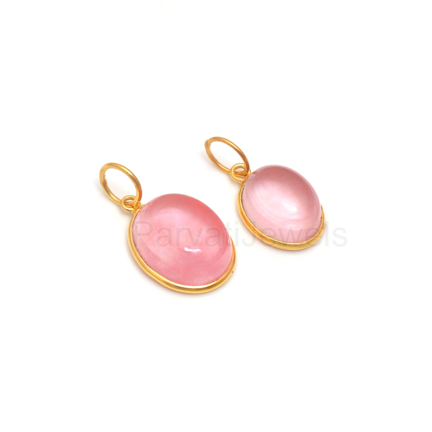 Natural Cherry Quartz Charm, 18k Solid Gold Charm, Gold Charm Pendant, Cherry Quartz Charm, Handmade Charm, 7x9 & 9x11 Oval Charm Pendant