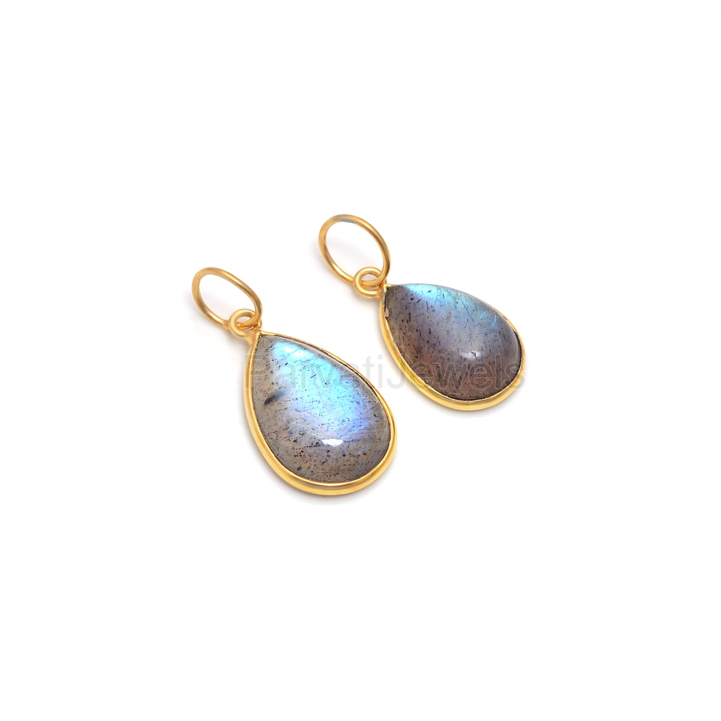 Natural Blue Labradorite Charm, 18k Solid Gold Charm, Labradorite Charm, Gold Charm Pendant, Handmade Charm, 7x10 & 8x12 Pear Charm Pendant