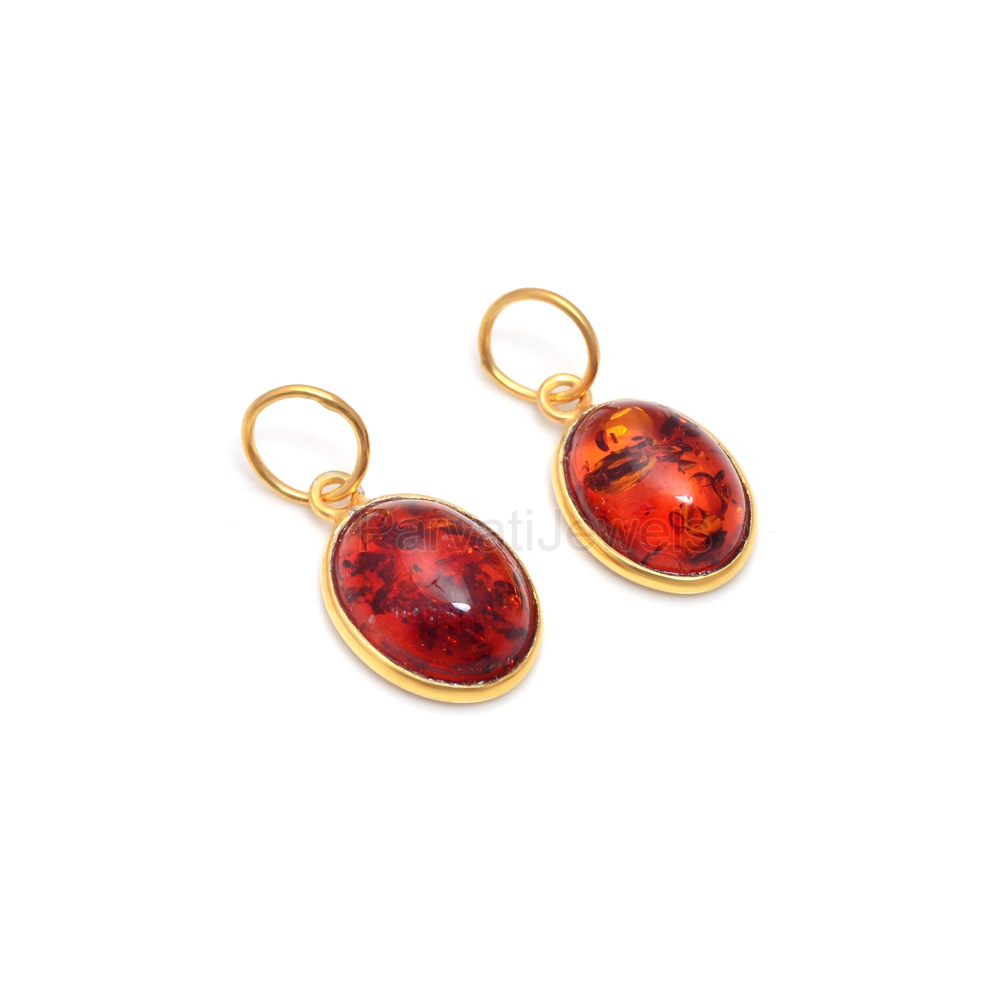 Natural Amber Oval Charm, Solid 18K Gold Charm, Yellow Amber Charm, Gold Charm, November Birthstone, Charm Necklace, Handmade Charm Pendant