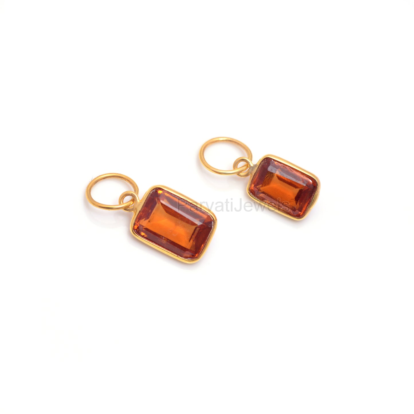 Natural Hessonite Garnet Charm, Solid 18k Gold Charm, Garnet Charm, January Birthstone Charm, Handmade Gold Charm, 4x6 & 5x7 Charm Pendant