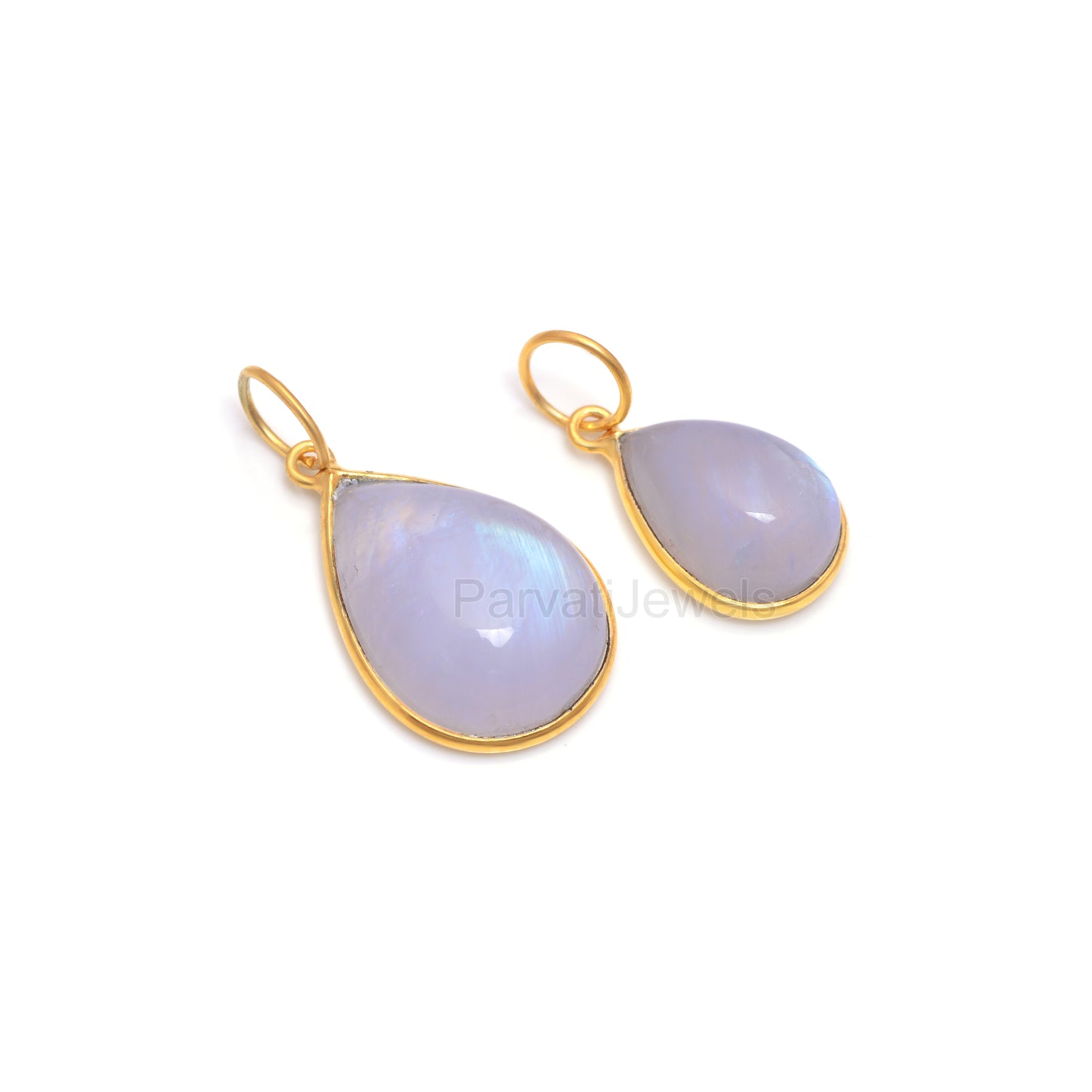 Natural Rainbow Moonstone Charm, 18k Solid Gold Charm, Moonstone Charm, Gold Charm Pendant, Handmade Charm, 7x10 & 8x12 Pear Charm Pendant